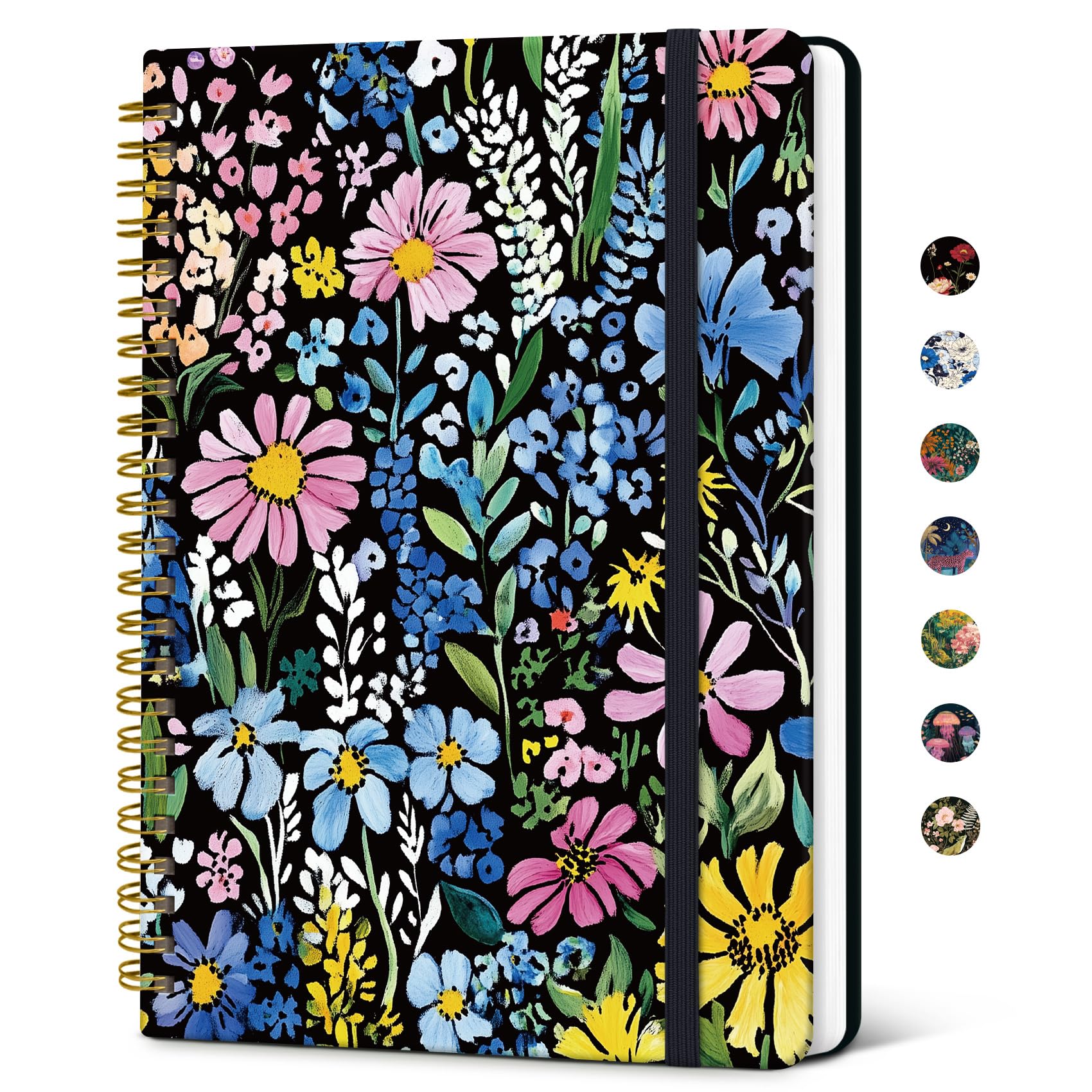 Taja Lined Spiral Journal Notebook for Women, A5 Cute College Ruled Hardcover Notebook for Work & Note Taking, Pretty Journal for Writing, 140 Pages, Painted Garden