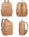 MASINTOR 15.6 inch PU Leather Laptop Backpack Purse for Women, Large College Casual Backpack Travel Bag