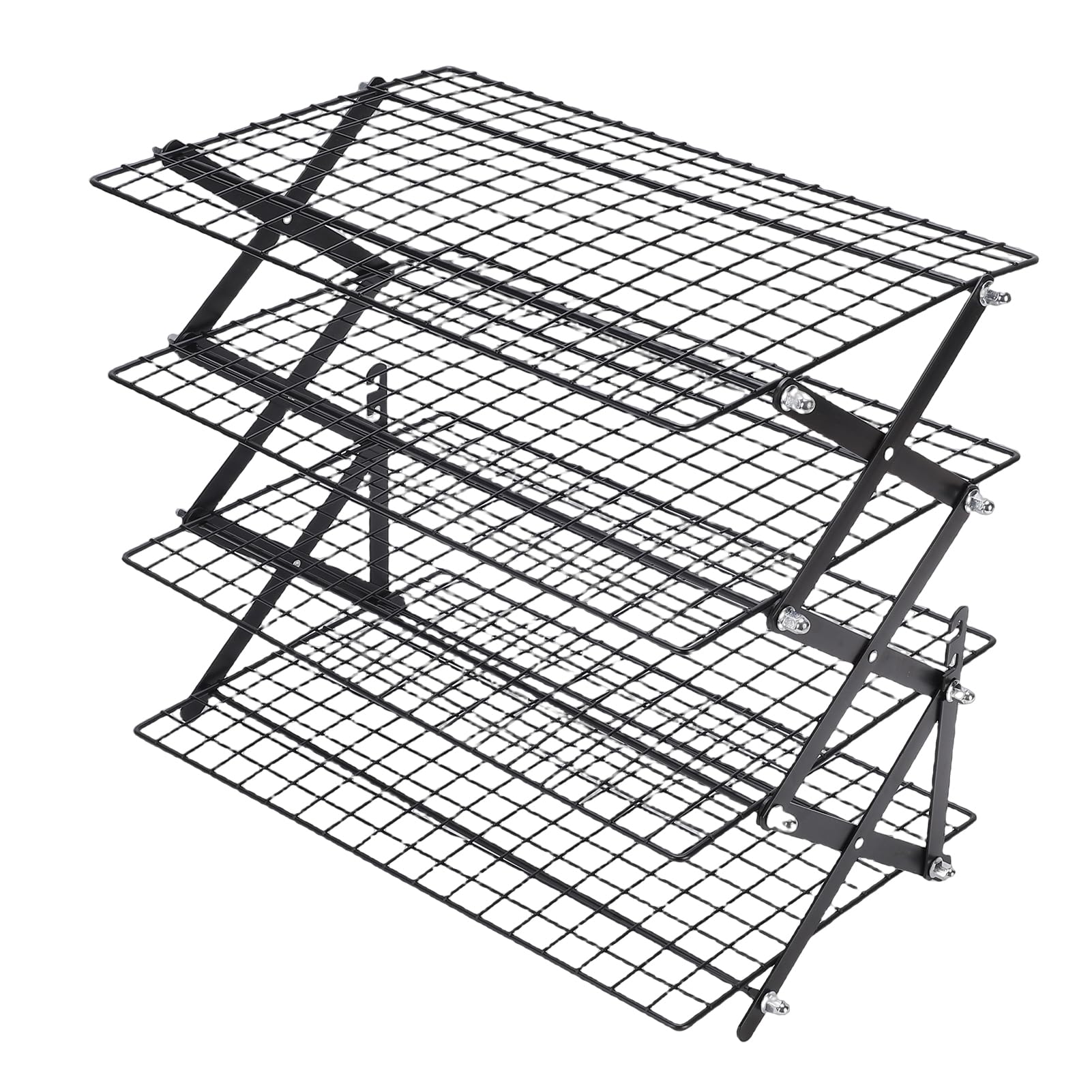 Rejilla de Enfriamiento Plegable de Hierro de 4 Niveles para Hornear, Flujo de Aire Eficiente para Galletas, Pasteles, Pan, Entusiastas de la Repostería de Pizza