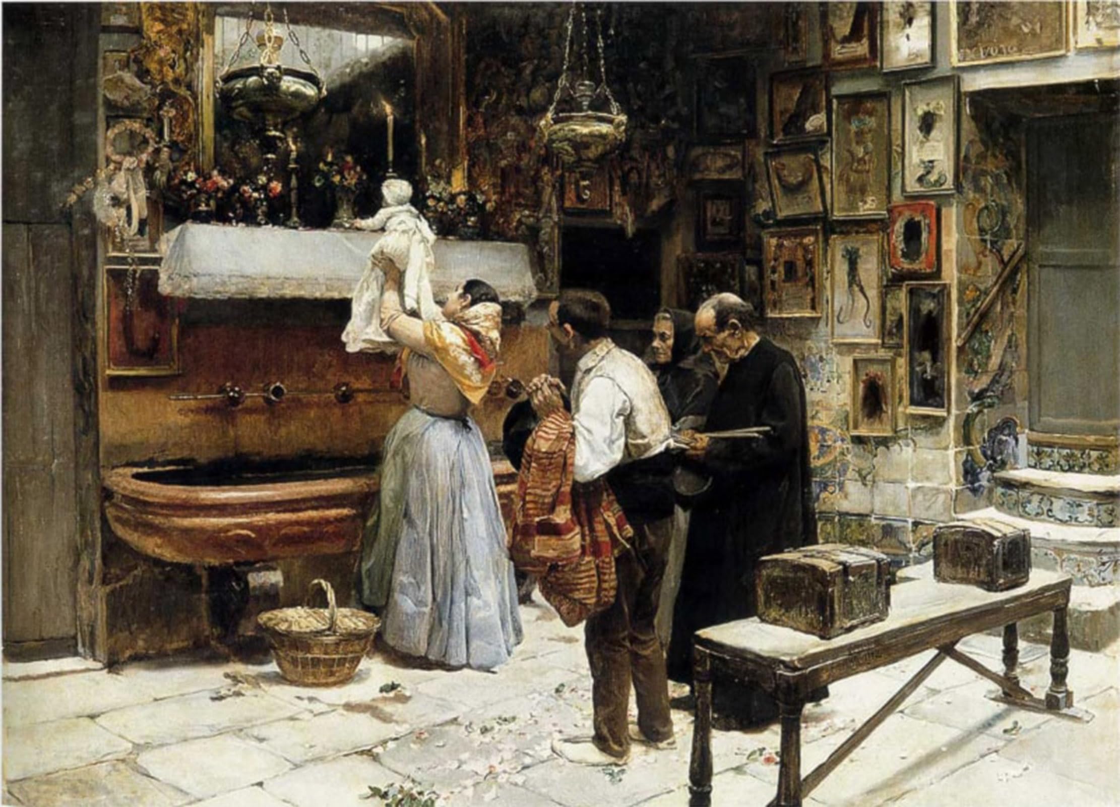 ARTXLXXBN Famous Painting Art Wall Decor Abstract Art Picture the Bringing of the Gifts by Joaquin Sorolla Y Bastida Animal Pictures for Home Decor 60x90cm