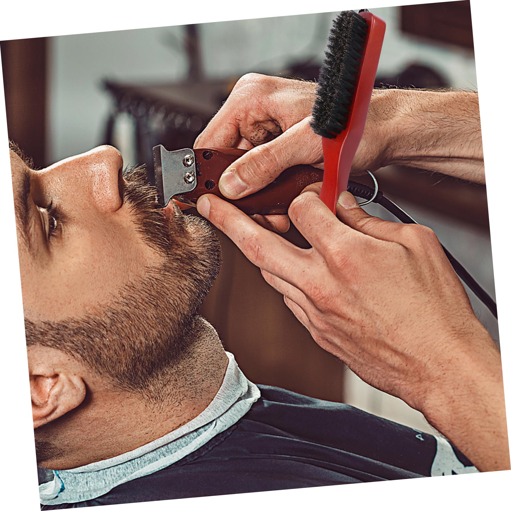 PartyKindom Beard Brush for Men Double Sided Solid Wood Pig Bristle Styling and Cleaning Perfect Present for Bearded Men