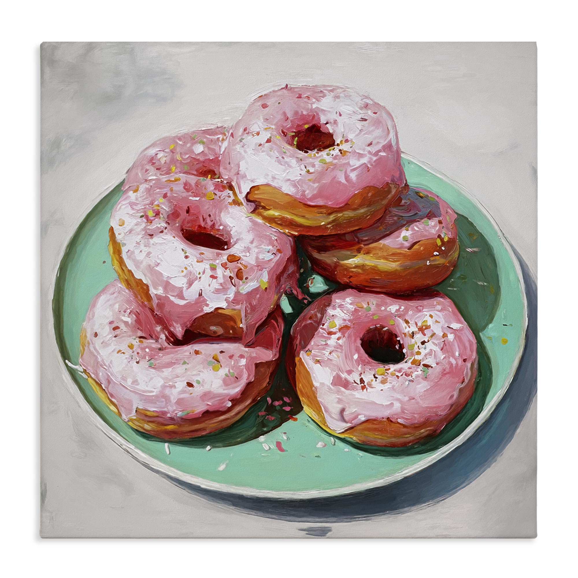 Stupell Industries 'Pink Frosted Donuts', Canvas Art, 17 x 17 Inches, Easy to Hang and Sturdy, Made in USA, by Tina LeCour
