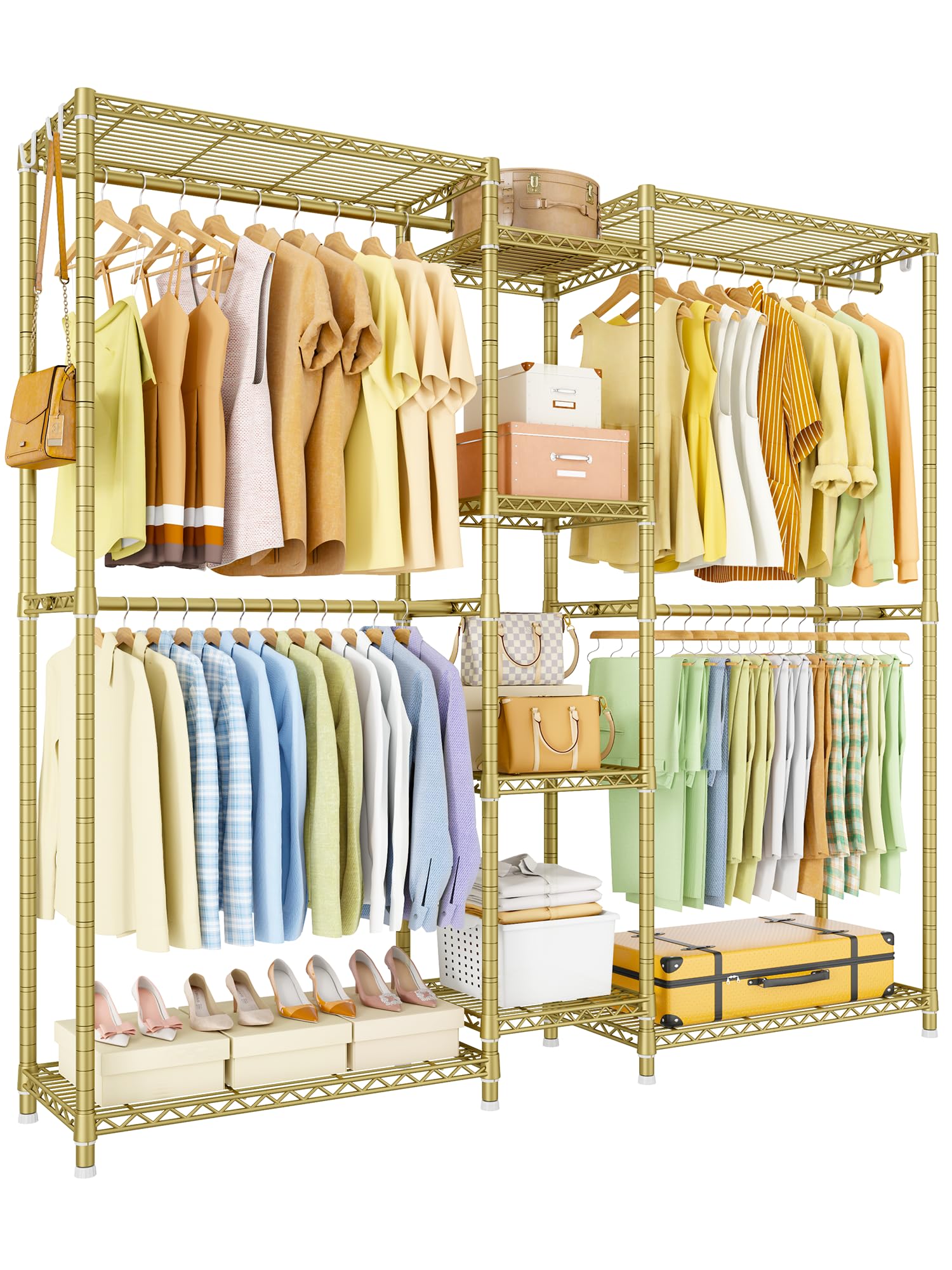 Ulif E4 Clothes Rack Heavy-Duty Garment Rack Metal Freestanding Clothing Organization Storage System Can Be L-Shaped with Shelves