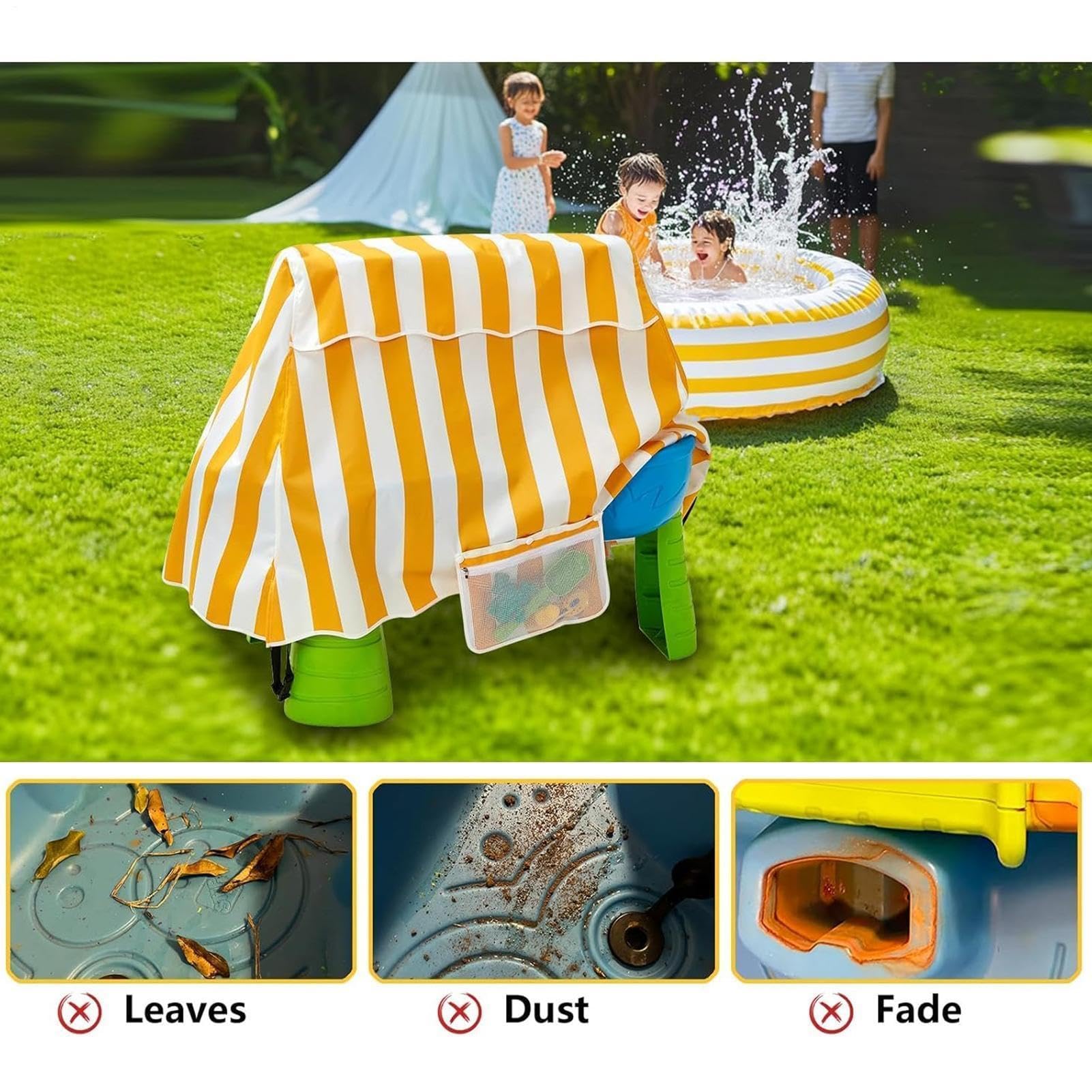 Funda para mesa de agua para niños, protección UV impermeable, accesorios de mesa de agua, para niños de 1 a 3 años, piscina, patio, interior, exterior, playa