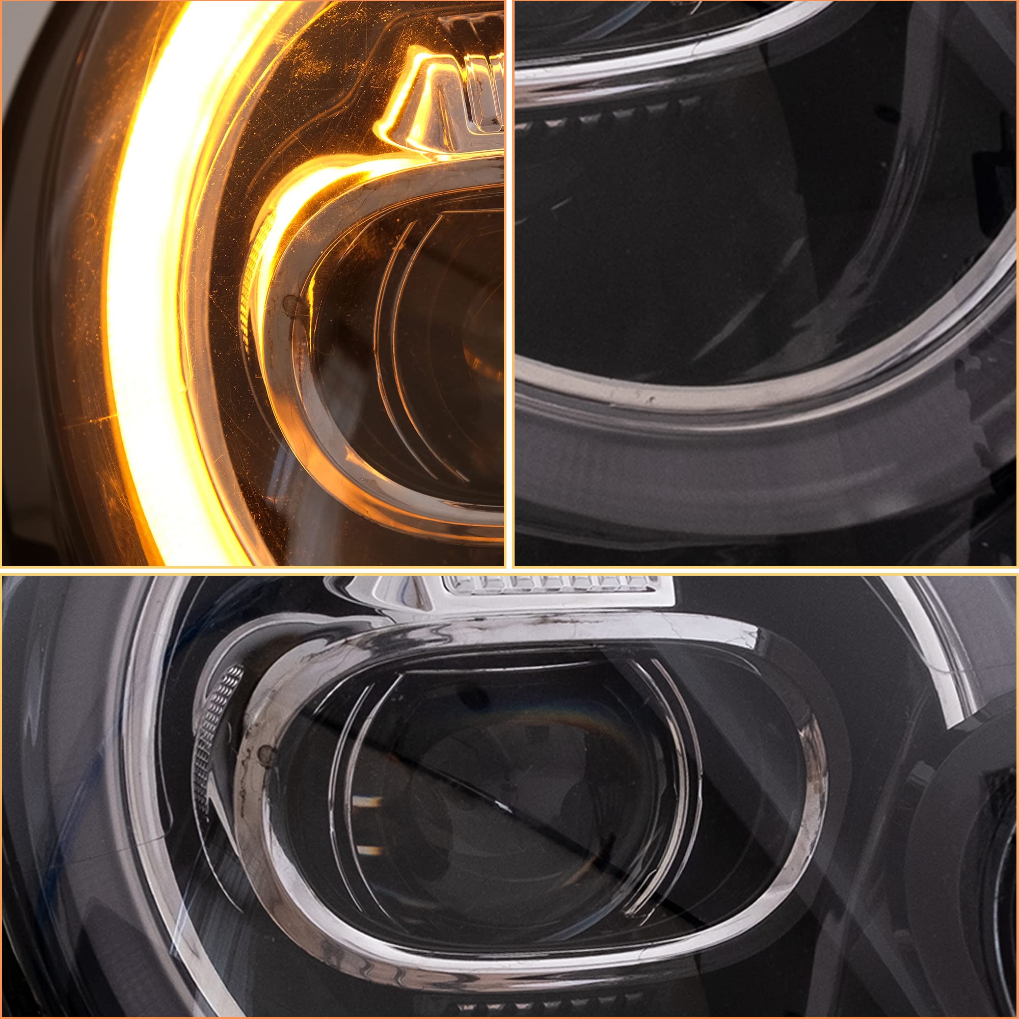 VLAND Scheinwerfer Kompatibel für Mini Cooper R55 R56 R57 R58 R59 2007-2013, Mit E-Prüfzeichen,1 Satz