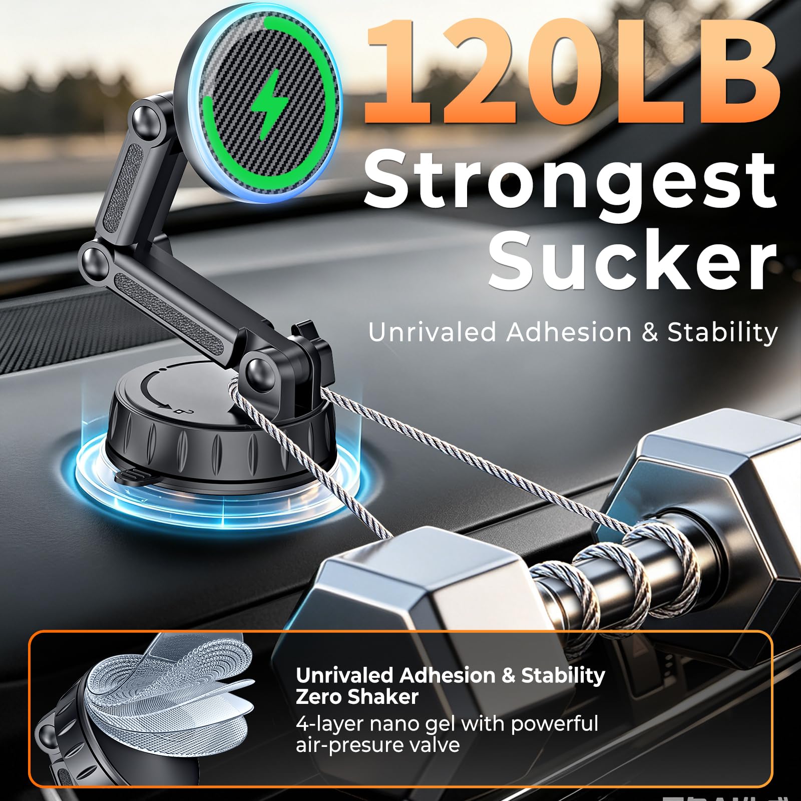 SNGOAM Supporto magnetico per auto MagSafe, supporto magnetico per telefono per il cruscotto o il parabrezza, caricatore magnetico regolabile wireless per auto, ricarica rapida, supporto per telefono