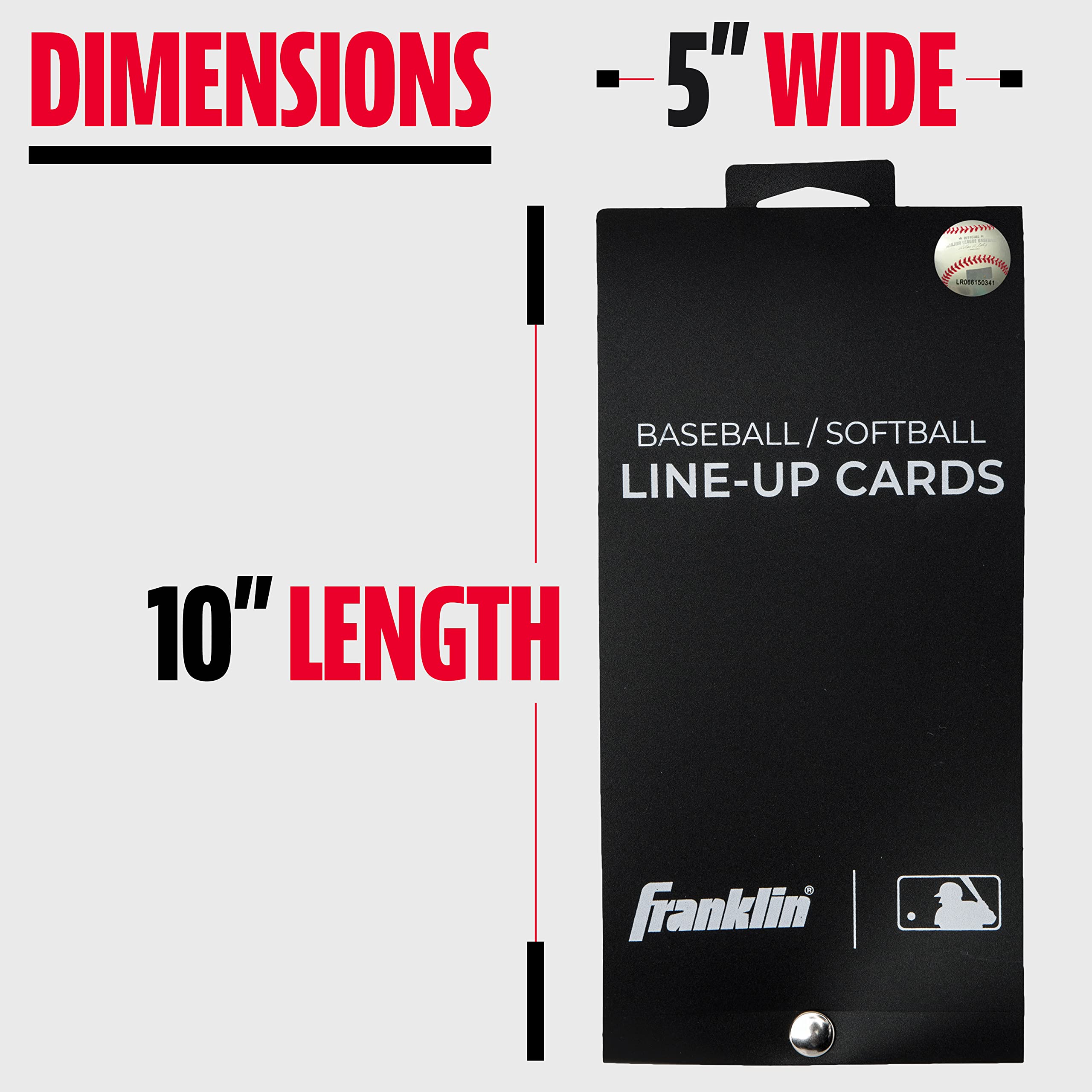 Franklin Sports MLB - Tarjetas de alineación de béisbol y sóftbol, 25 hojas de línea de juegos + soporte para entrenadores y gerentes, color negro