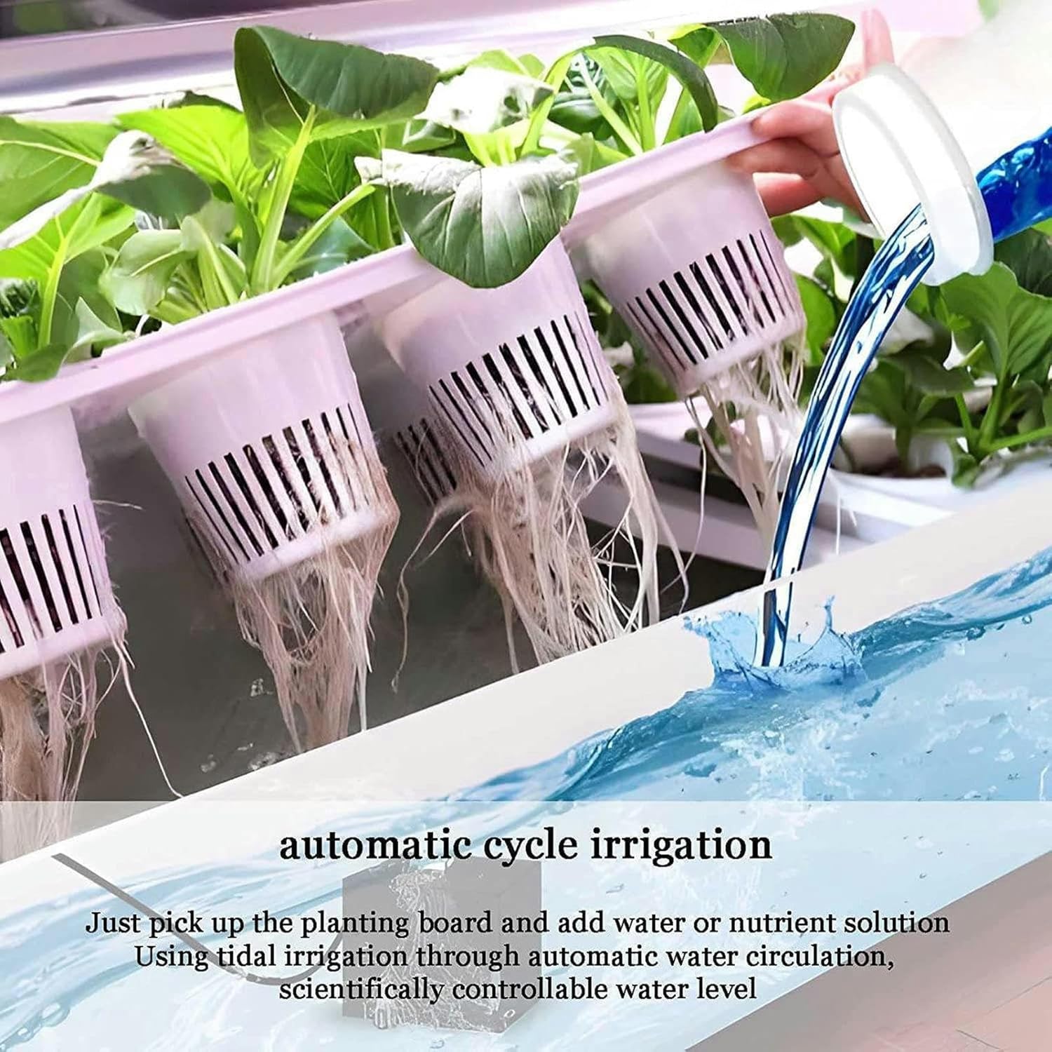 Intelligent Hydroponic Culture with Growth LED Light, Hydroponic Tower of 48/64/90/120 Holes, Self -Winding Culture Kit, Herbal Garden Germination Kit