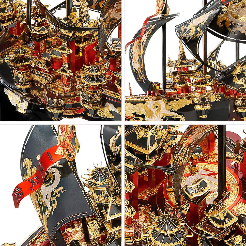 Piececool 3D Puzzle Metall Piratenschiff Wind und Wellen, 3D Metall Puzzle Segelboot Schiffsset, Modell Schiffs für 340 Edelstahl, Extra Groß, Geburtstagsgeschenk, Modellbausatz Erwachsene, 709 Teile