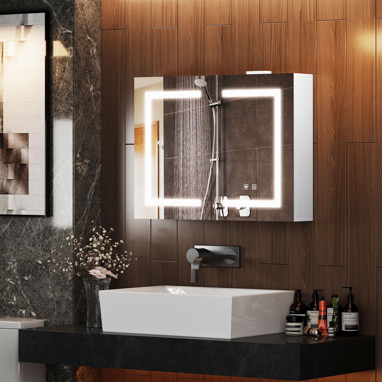 Lighted Medicine Cabinets With Mirrors: 5 Top Picks for 2026 3 Snughome Bathroom Medicine Cabinet with Mirror and LED Lights Wall Mo — product photo
