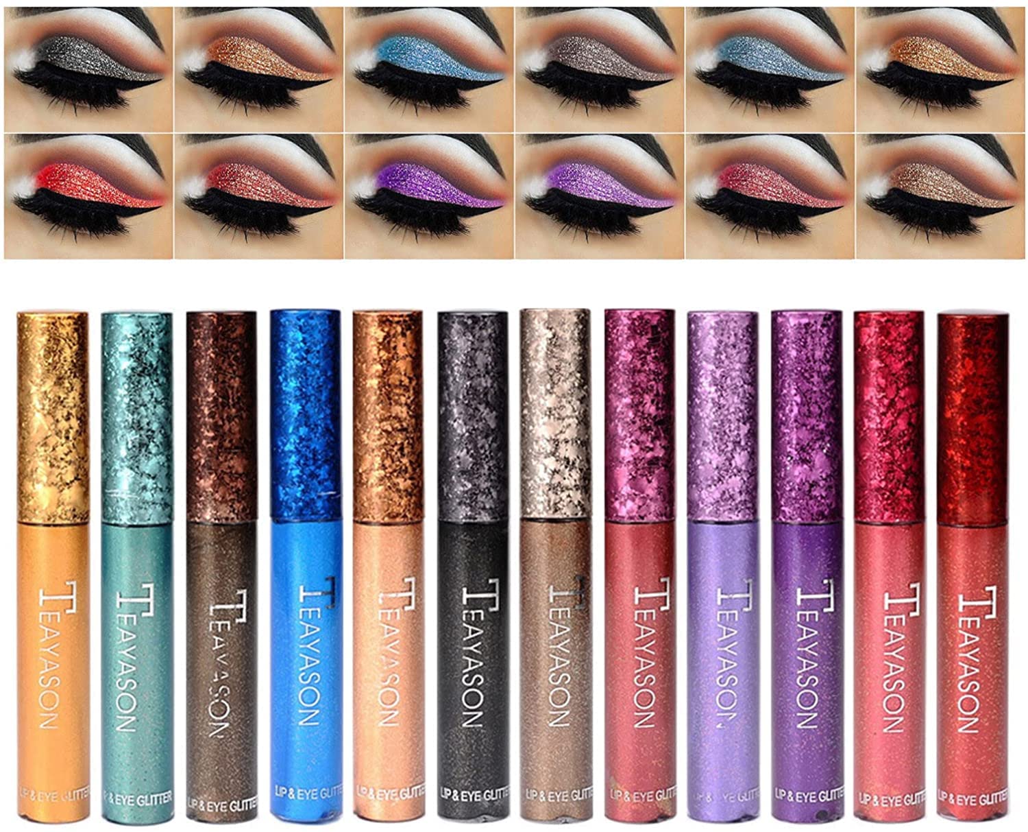 11 Colori Liquido Glitter Set di ombretto Set, Shimmer Metallic Eyeshadow Effetto a Lunga Durata Effetto duraturo Acqua Punto di Ombra a Prova di Acqua Lucida (Color : 11color)
