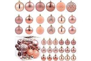 LANGXUN 36pcs Rose Gold Christmas Ornaments 2023 - Suitable for Christmas Tree Decorations, Party, Wedding