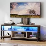 DWVO Farmhouse TV Stands for Living Room w/Power Outlet, TV Stand with Mount, LED Entertainment Center for 70/65/60 inch TV, Height Adjustable TV Console Cabinet, Grey | Height Adjustable Mount, Led Lights, Power Outlet, Fits 60-70 Inch Tvs, Farmhous