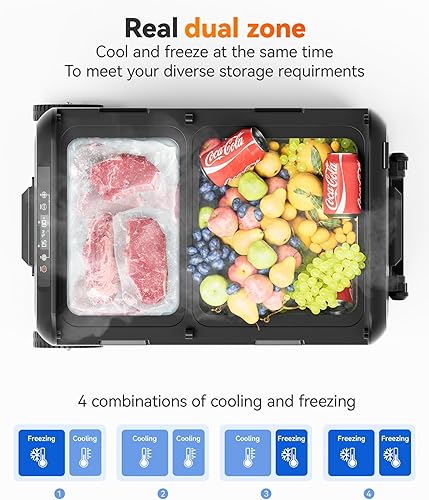 Miniatura 3 de WOLFBOX Refrigerador de coche de 12 V, refrigerador de coche de doble zona de 40 cuartos de galón, congelador portátil (-8   68 ) con 1224 V CC