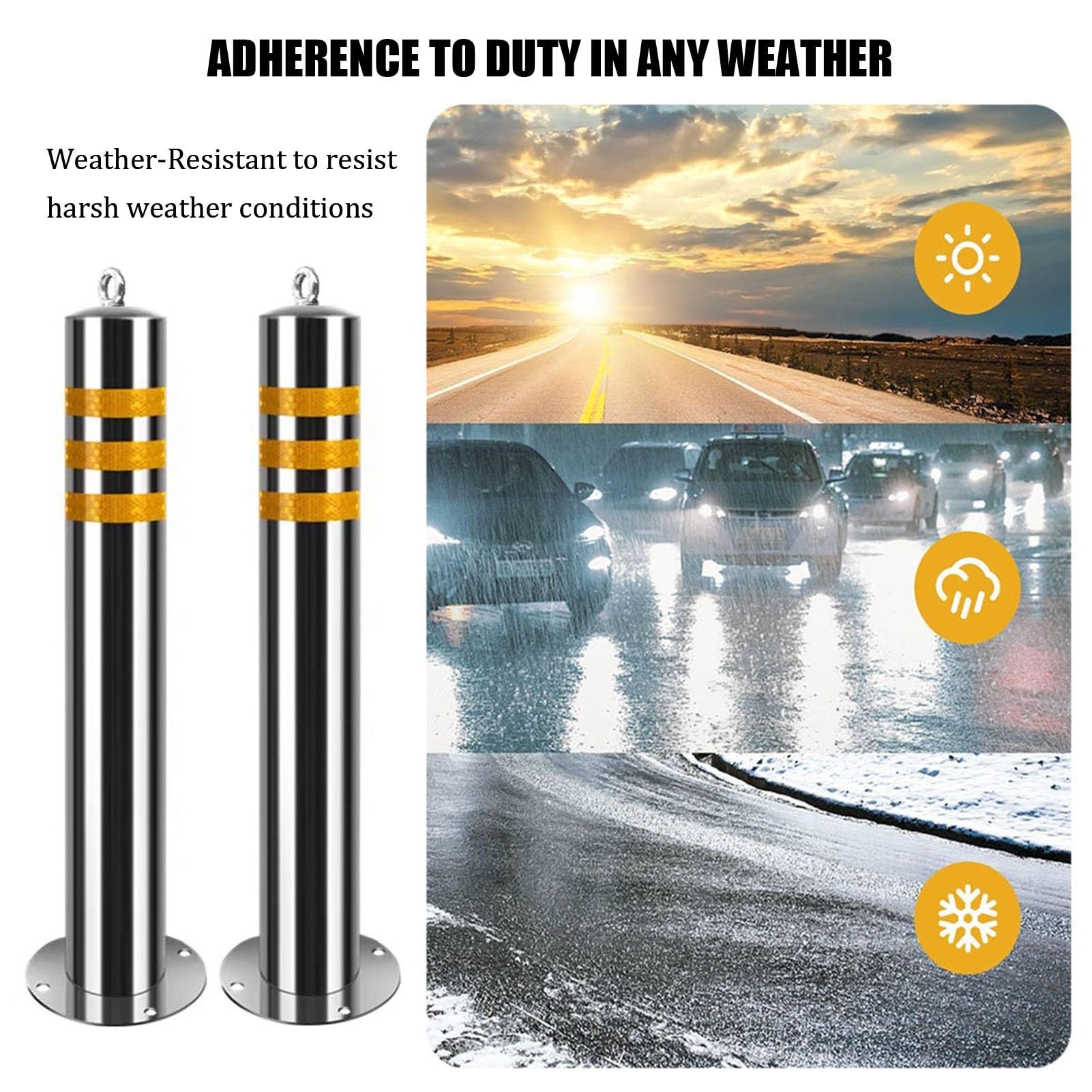 Générique Borne de sécurité Robuste en Acier Inoxydable, barrière Anti-Collision pour parkings et Zones de Circulation, 39,4 x 3 po, Solution Durable pour Usage Commercial et résidentiel (1 Paquet)