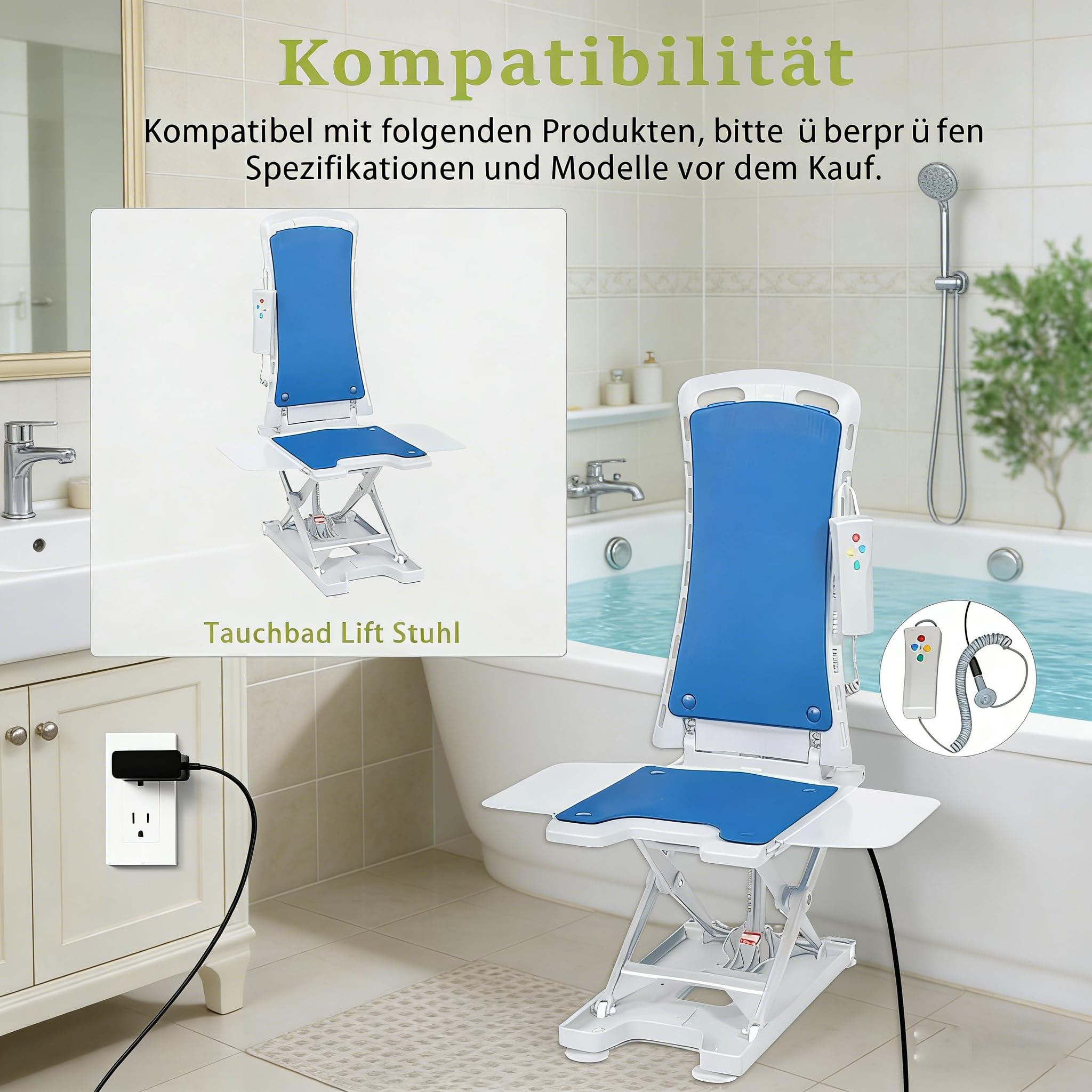Lift Stuhl Power Ladegerät Kompatibel mit Drive Medical Bellavita Dive Bath Lift Stuhl 477150312 460900403 13,8 V Ersatz Netzteil Ladekabel