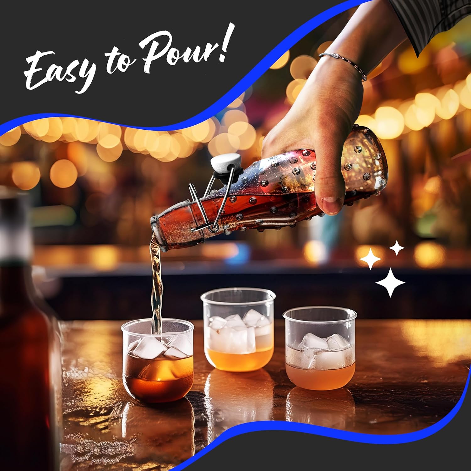 Nevlers 8.5 Oz Dotted Swing Top Glass Bottles | 12 Pack Flip Top Glass Bottle with Lids | Reusable Airtight Kombucha Bottles | Syrup Bottle Set | Bottling Kit for Homemade Drinks, Juices, Fermenting - Image 6