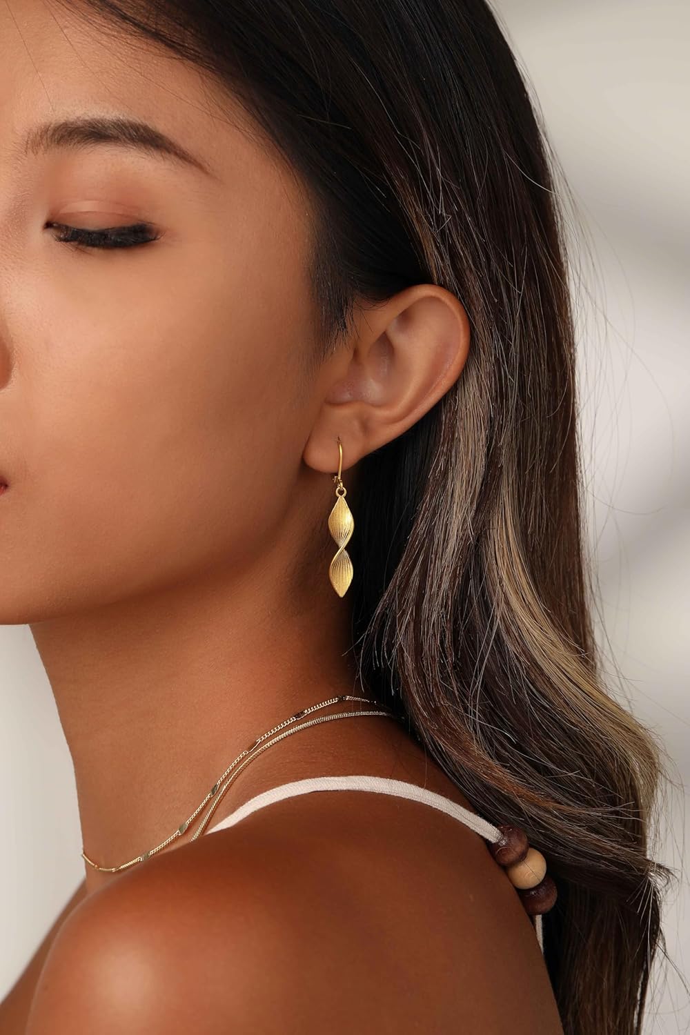 14K Gold Plated Dangle Earrings for Women,Trendy Leverback Drop Dangle Earrings Twisted Spiral Teardrop Rhombus Heart Dangle Earring for Women Dainty Fashion Jewelry Gifts - Image 4