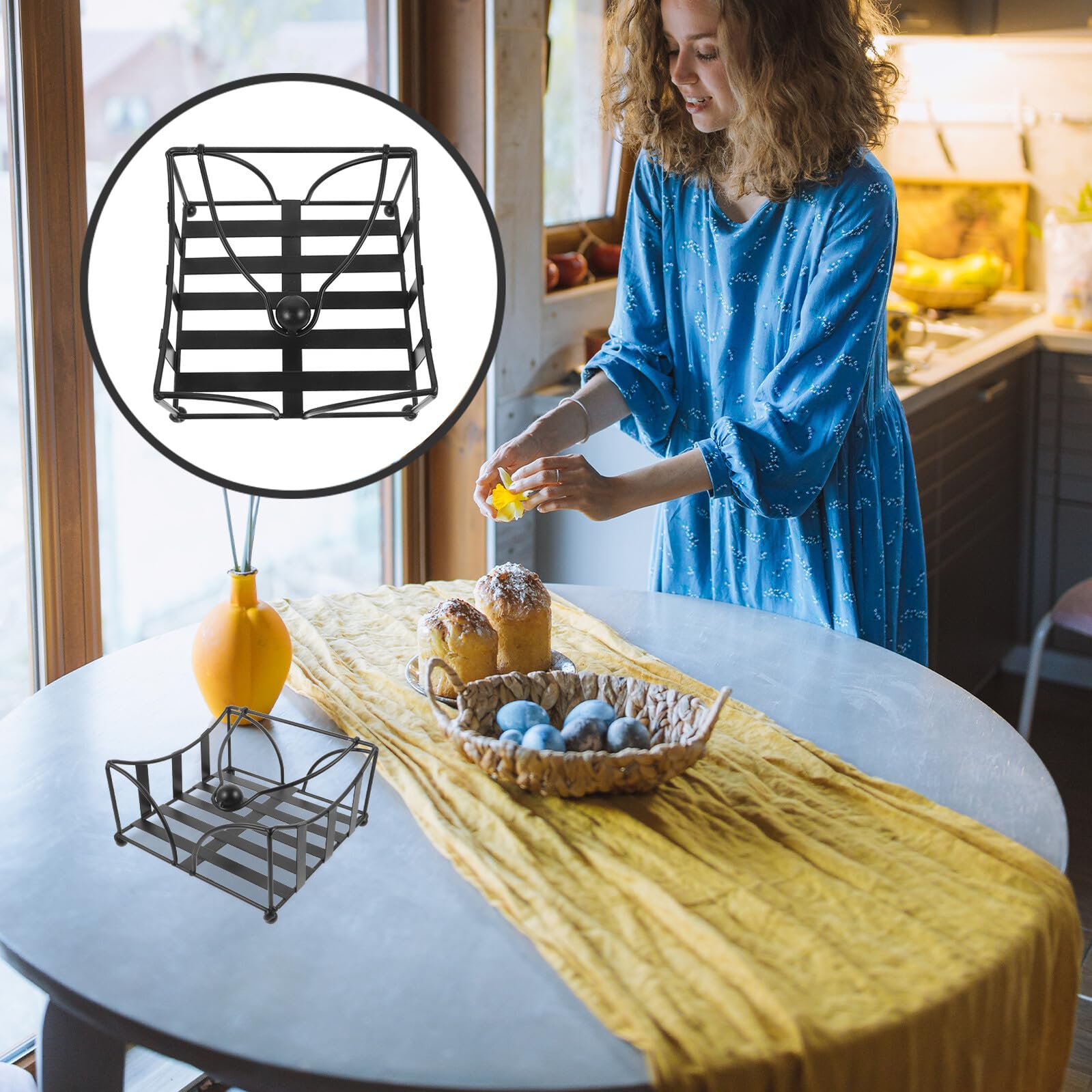VALICLUD Servilletero de Hierro Negro y Almacenamiento Conveniente Soporte Elegante y Práctico para Servilletas Diseño Rústico para Mesa de Comedor y Hoteles