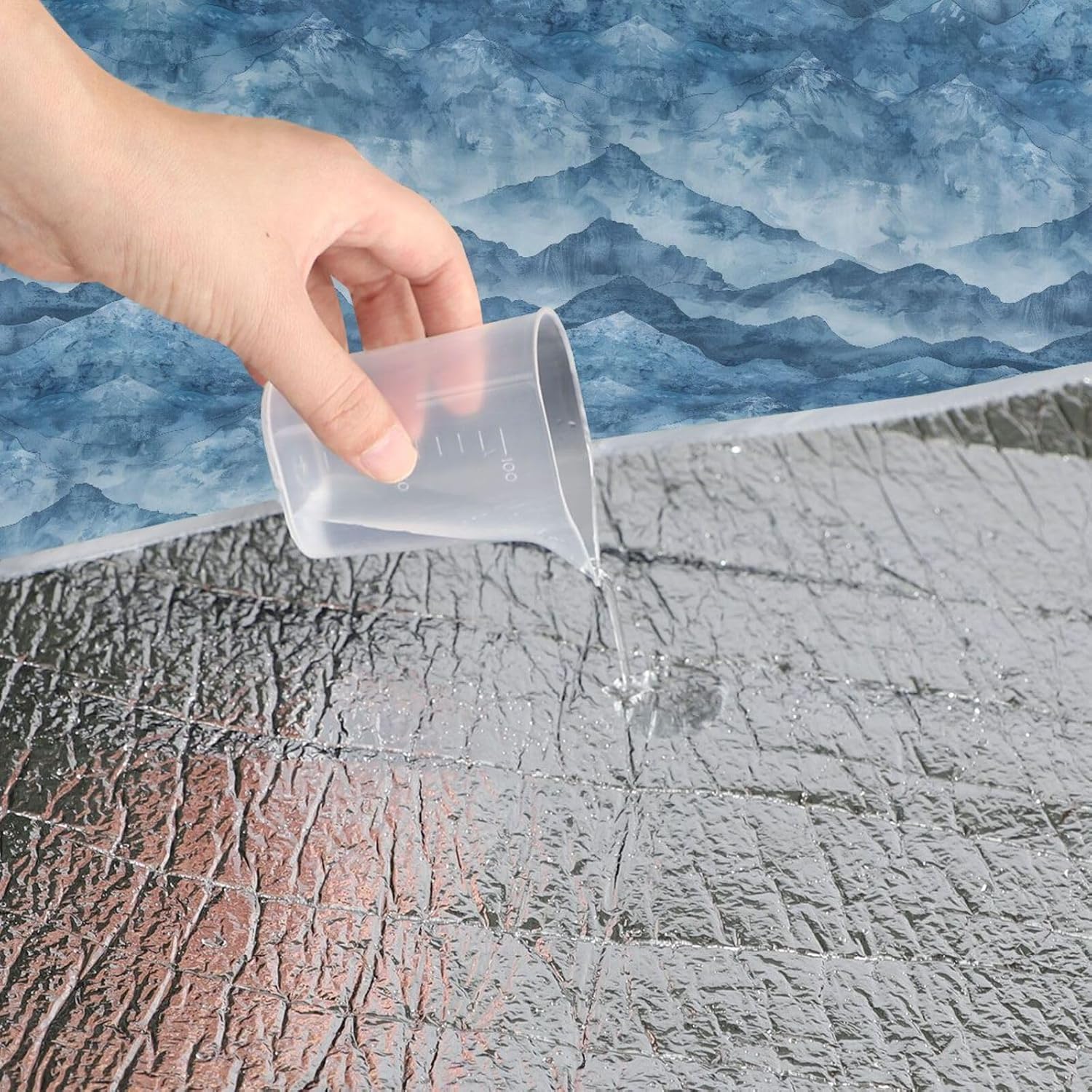 Round Outdoor Blankets - Fits 2 Adults, Summer Accessories Sandproof Camp Rug Dual Layer, Sand-Free, Soft Throw Rug 58 in (Watercolour Mountains)