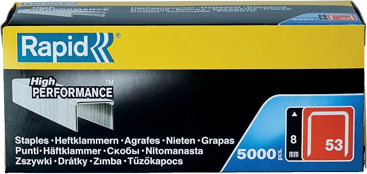 Rapid Staple Type 53, 8mm stapler, 5,000pcs large package, thin wire clamps for wood and fabrics