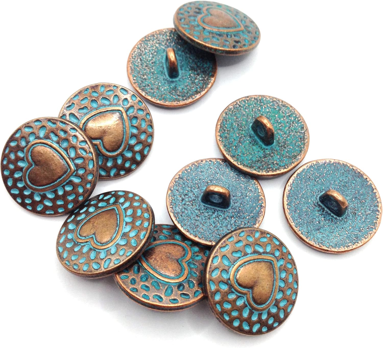 50PC Round Antique Bronze Alloy Metal Sewing Buttons 4 Holes 13mm(4/8") Dia for DIY Crafts Sewing Decorations