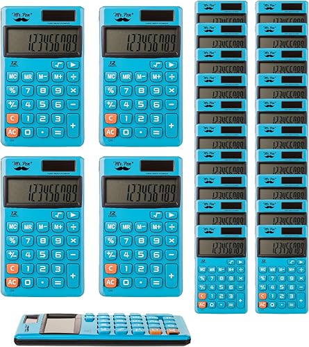 Vista 13 de Mr. Pen - Calculadora de función estándar, 12 dígitos, pequeña calculadora de bolsillo solar azul claro, portátil de oficina básica simple Azul
