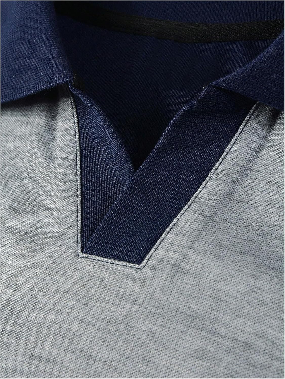 SOLY HUX Men's Color Block Shirts Collar V Neck Short Sleeve Casual Summer Work Golf Shirt - Image 4