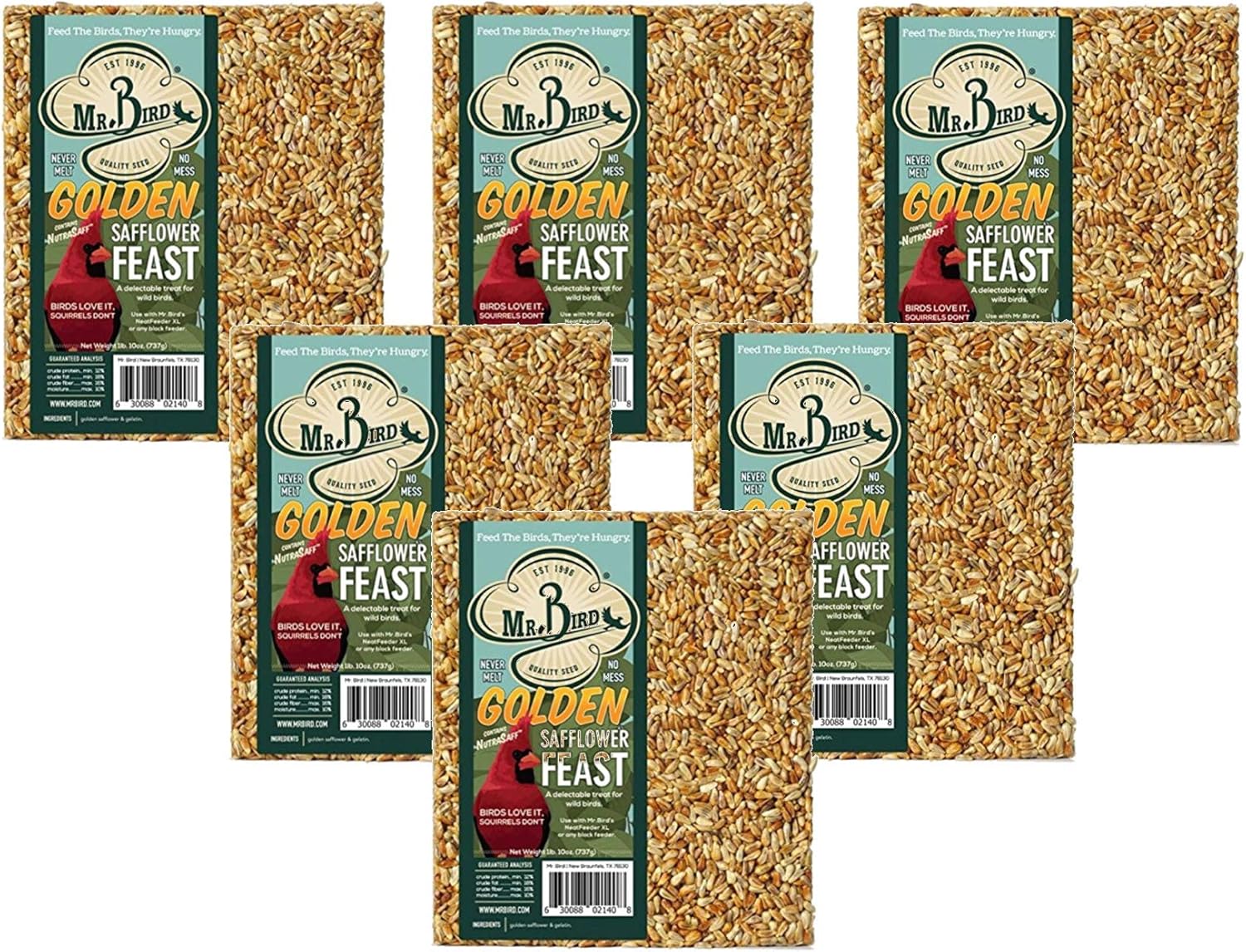 Mr. Bird Golden Safflower Feast Large Wild Bird Seed Block 1 lb. 10 oz. (6)