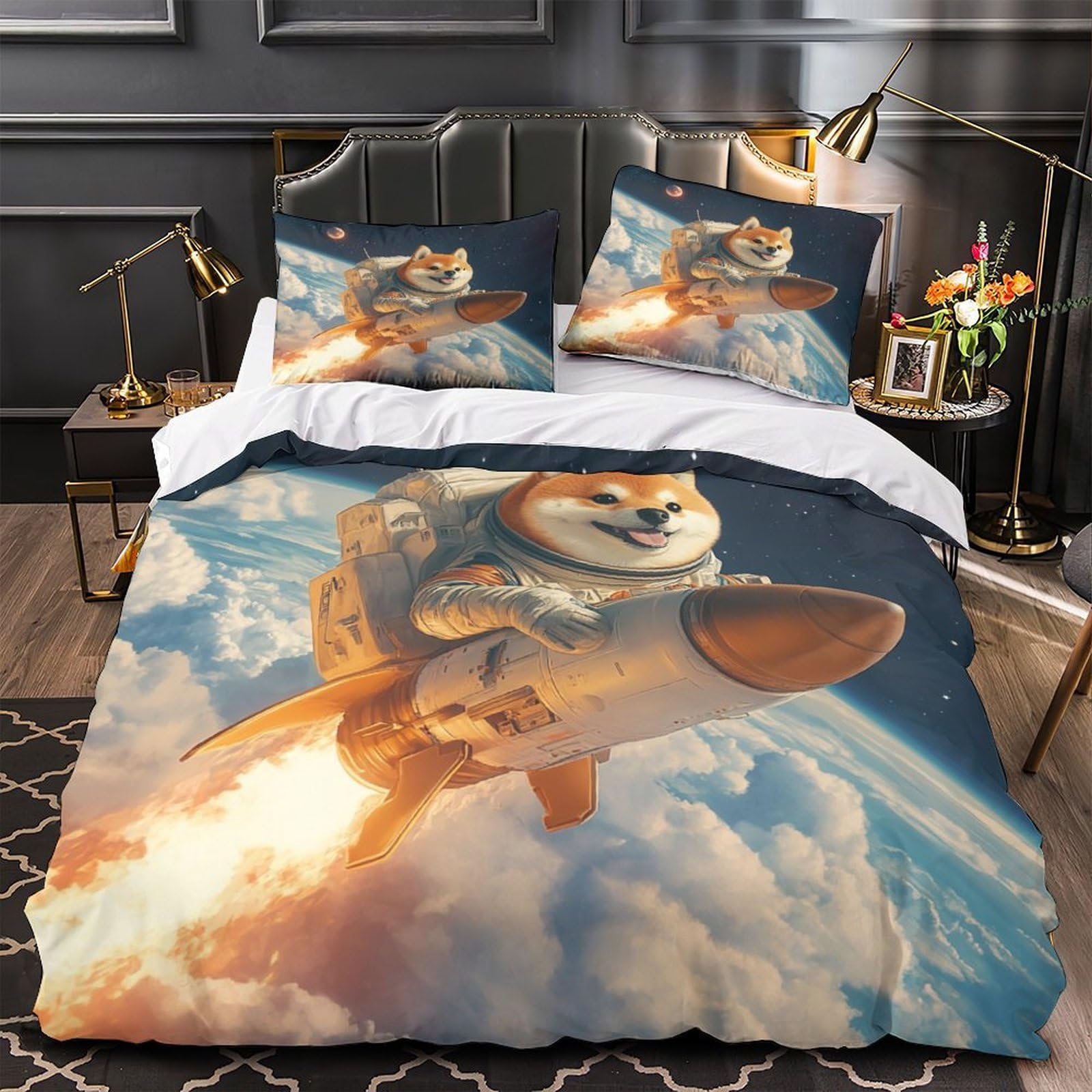 Parure de couette 3D imprimé en microfibre haut de gamme Super king