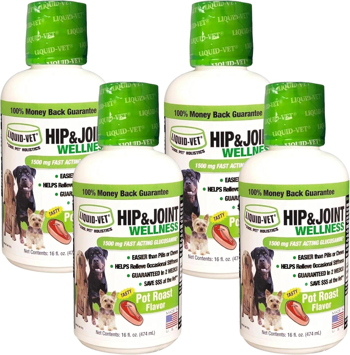 LIQUID-VET K9 Hip & Joint Formula, Chicken Flavor, 16 oz (Pack of 4)