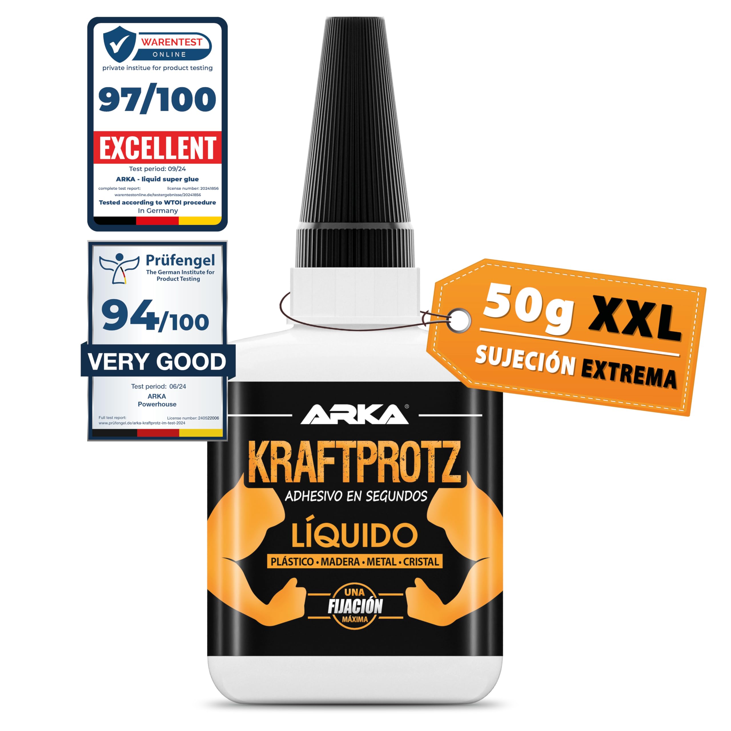 50 g de superglue extra fuerte - Incl. punta antisecado - KRAFTPROTZ - Superglue líquido - De uso universal para pegar plástico, cristal, madera, piedra, metal y mucho más. Pattex Repair Extreme, pegamento multiusos que no contrae, pegamento resistente a las vibraciones, pegamento extrafuerte para interiores y exteriores, 1 x 20 g, tubo
