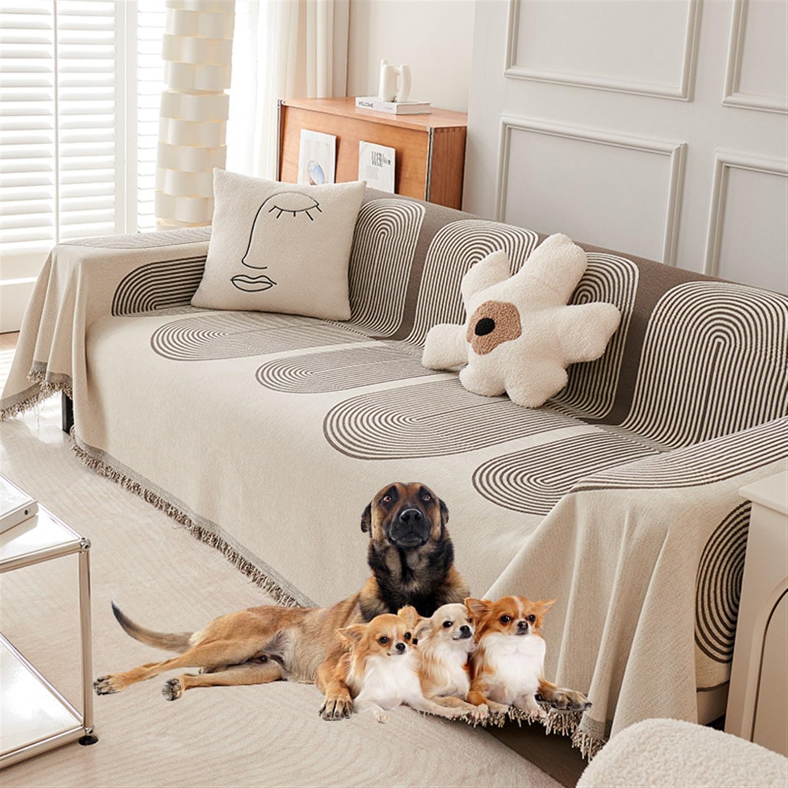 FDZYHI Copridivano impermeabile per cani, in ciniglia, antiscivolo, per divani a L da 1/2/3/4 posti (A03, 70 x 210 cm