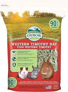 Oxbow Animal Health Western Timothy Hay, Guinea Pig Hay, Small Pet Bunny Supplies, All Natural Grass for Guinea Pig, Bunny, Chinchilla & Hamster, Oxbow Rabbit Supplies for Bunnies, 90 oz. bag