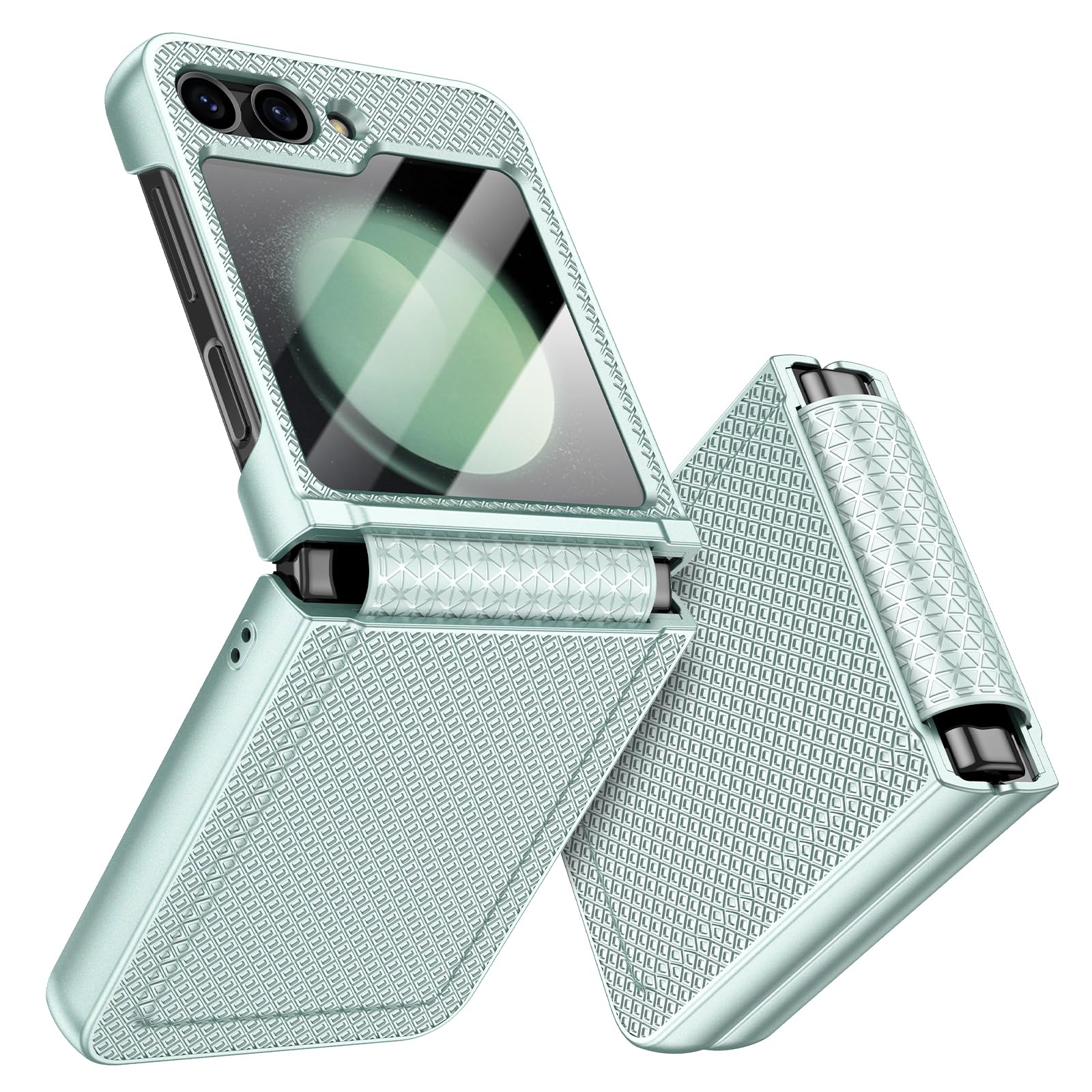 Doeshine für Samsung Galaxy Z Flip Hülle mit Scharnierschutz & Displayschutzfolie, Rutschfester Textur, Hard PC Militär Stoßfest Schutzhülle Kratzfest Rugged Cover für Galaxy Z Flip
