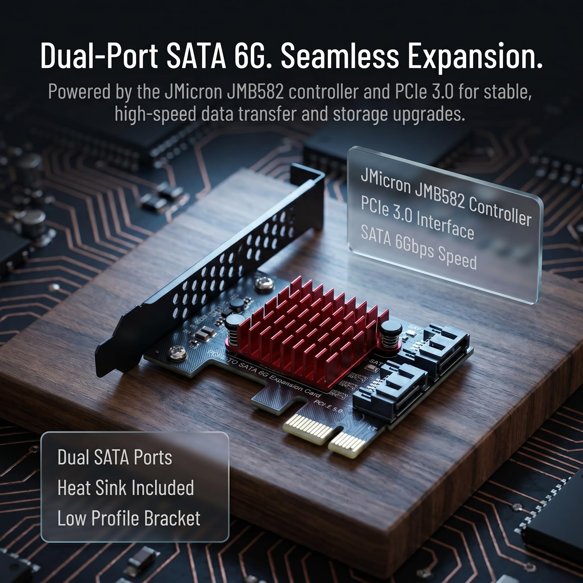 PCIE SATA 3.0 2-portowa karta kontrolera PCI-E 3.0 GEN3 JMicron JMB582, 6 Gbit/s, karta rozszerzeń PCI-E 3.0 GEN3