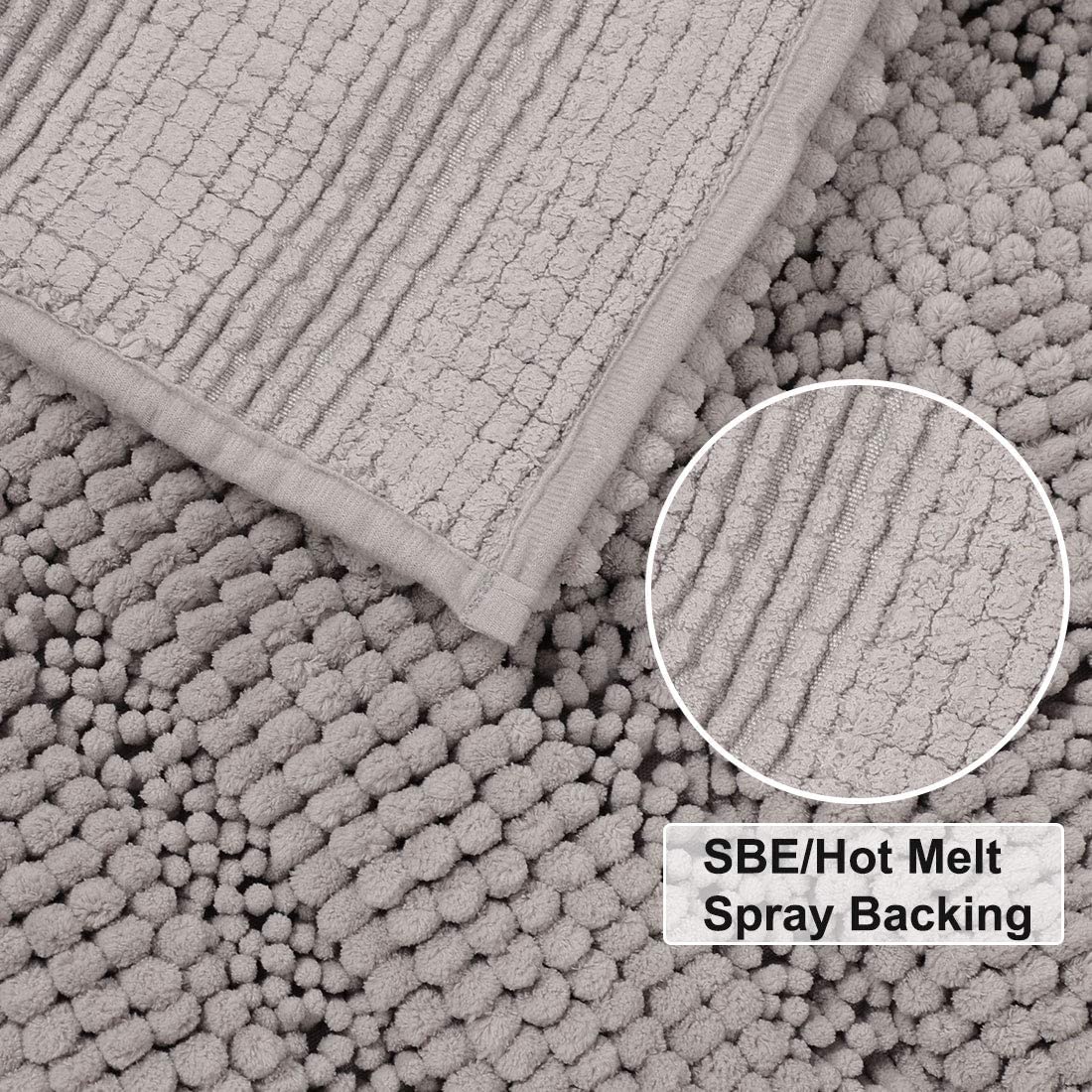 XYWHPGV Tapis de Bain Super épais à Rayures Douces en Chenille Shaggy Tapis de Bain au lavables en Machine pour Salle de Bain, Tapis de Bain Absorbant l'eau Rapide et antidérapant, Gris 17 'x24' + 20