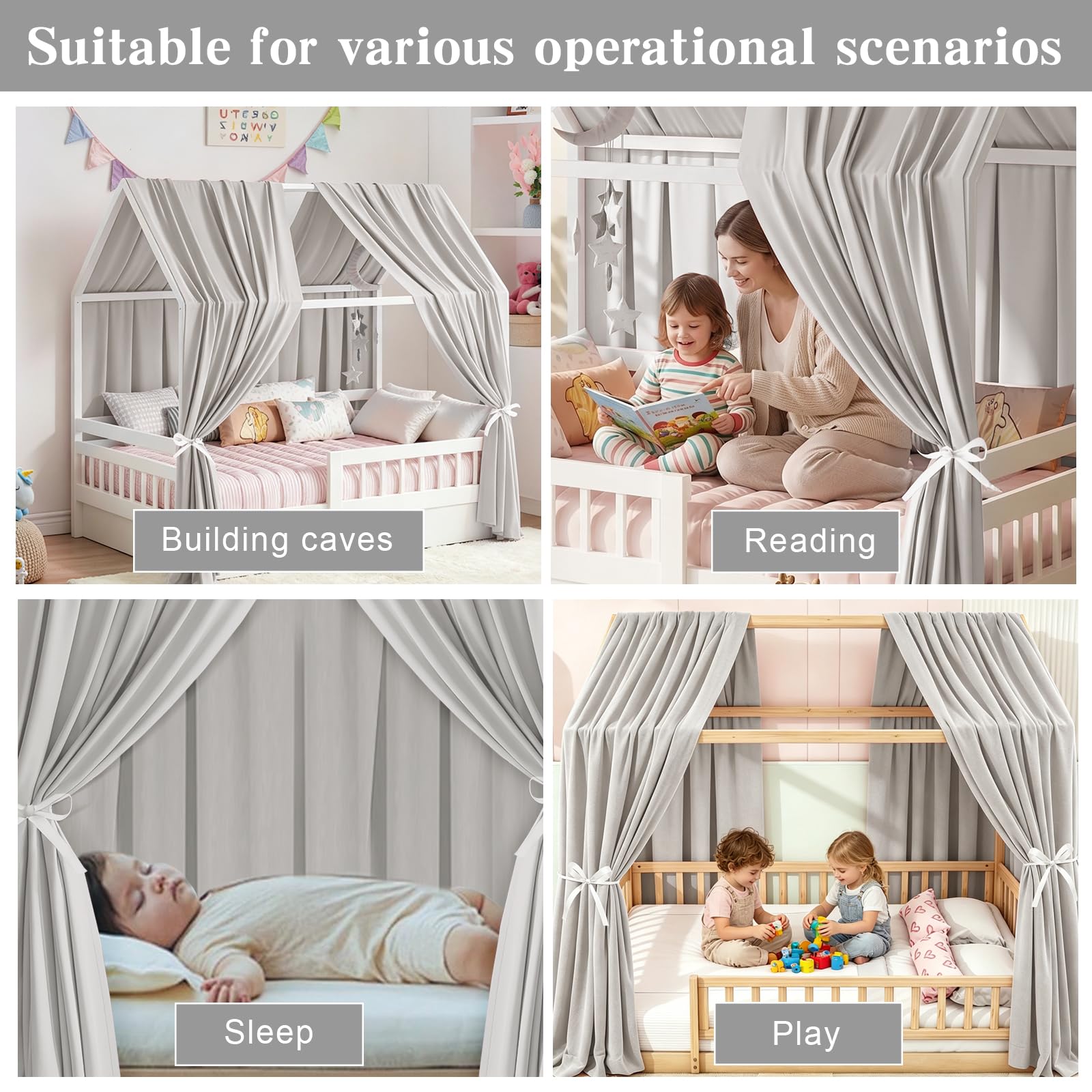 Bocguy Juego de 2 Dosel para Cama de Muselina, para niñas, niños, Dosel, Cama Infantil, decoración de habitación infantil-270X67CM