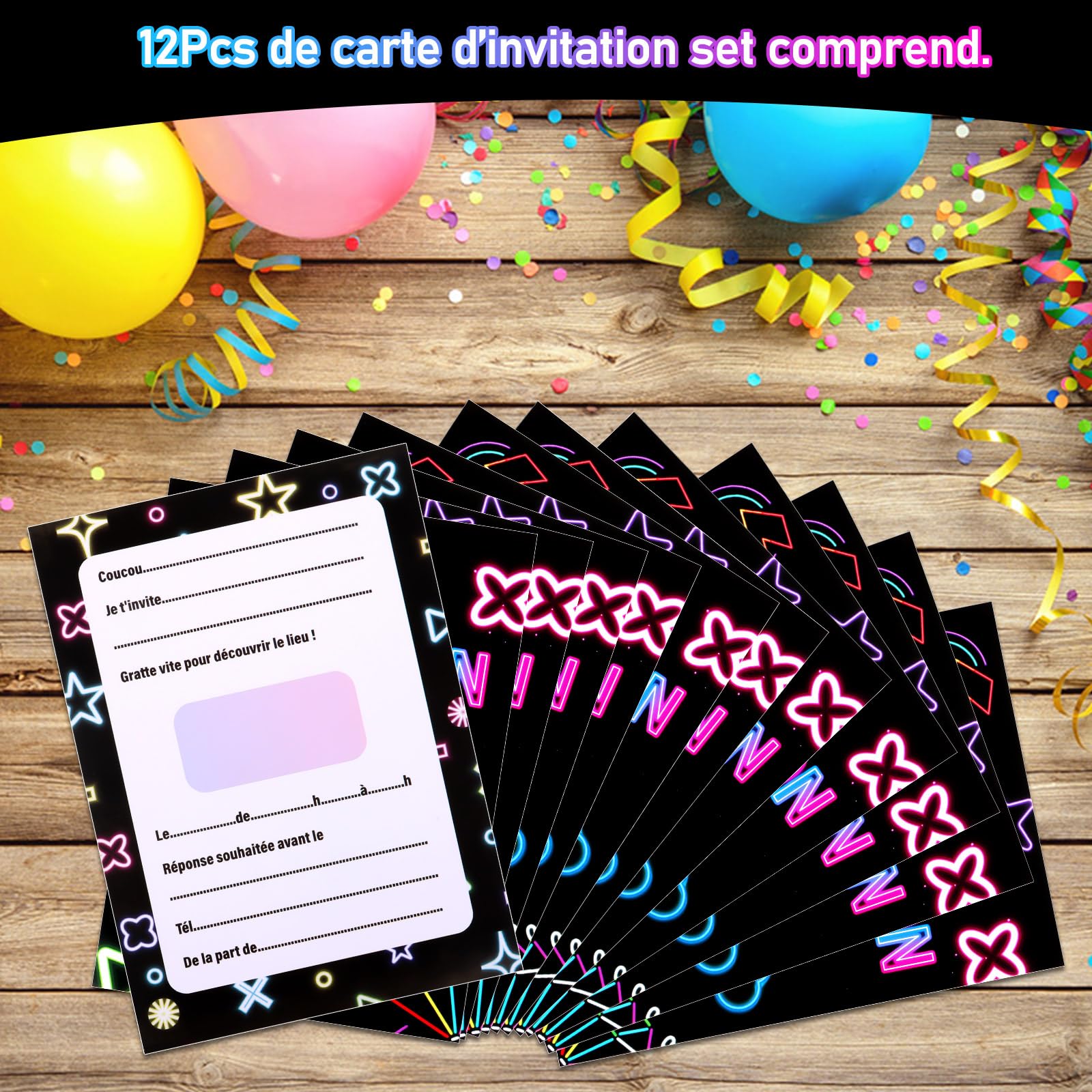 SHOWHEEL Cartes D'Invitation Anniversaire Thème Kpop 12 Pièces, Carte