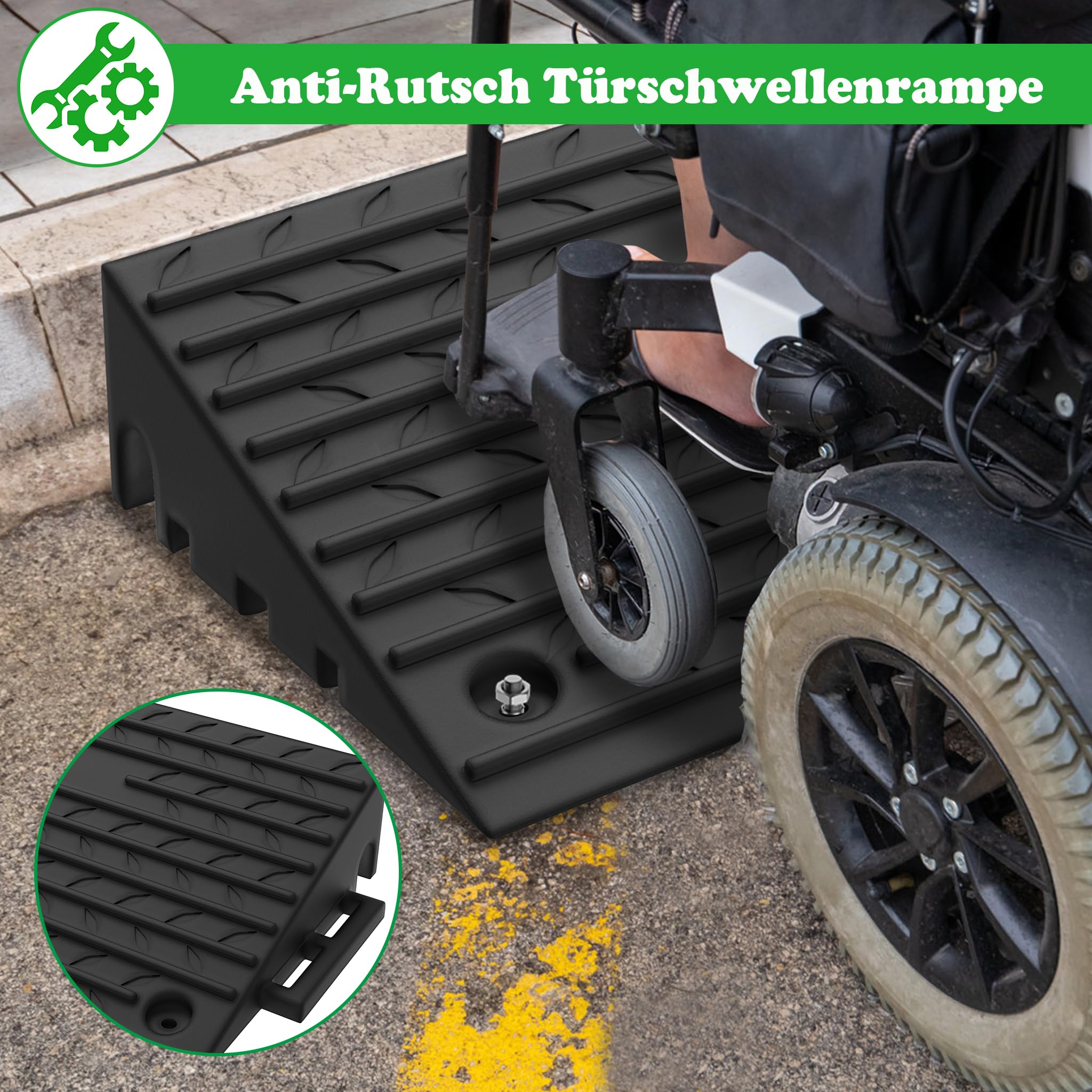 SUBTLETY 2 rampas de goma para bordillos, modulares, de plástico, portátiles, para bordillos, plataformas de carga hasta 2000 kg, antideslizantes, para coche, moto, sillas de ruedas y scooters