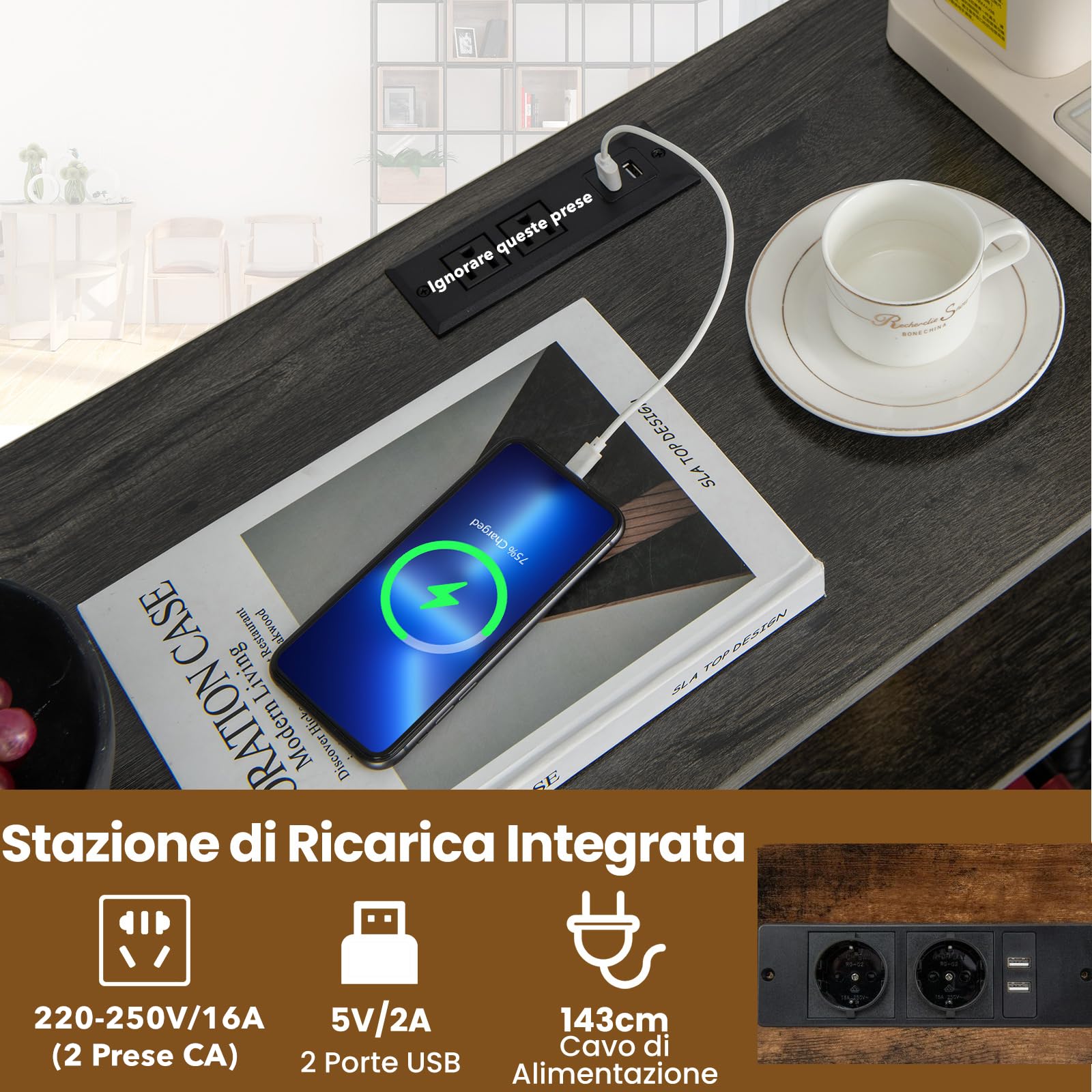 GYMAX Mobile Portabottiglie di Vino a 3 Livelli con Prese, Tavolo da Bar per Liquori con Porta Calici, Struttura in Metallo, Tavolo Console per Soggiorno, Cucina e Sala da Pranzo (GRIGIO SCURO)