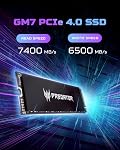 acer Predator GM7 2To SSD : M.2 2280 PCIe Gen 4 x4 NVMe 2.0, vitesse de lecture jusqu'à 7400 Mo/s, disque SSD interne pour ordinateur portable, de bureau et PS5 - BL.9BWWR.119