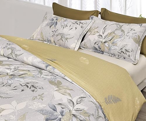 Miniatura 10 de SLEEPBELLA Juego de edredón tamaño King, 600 hilos de algodón con estampado blanco y flores moradas, juego de ropa de cama alternativo de plumón de