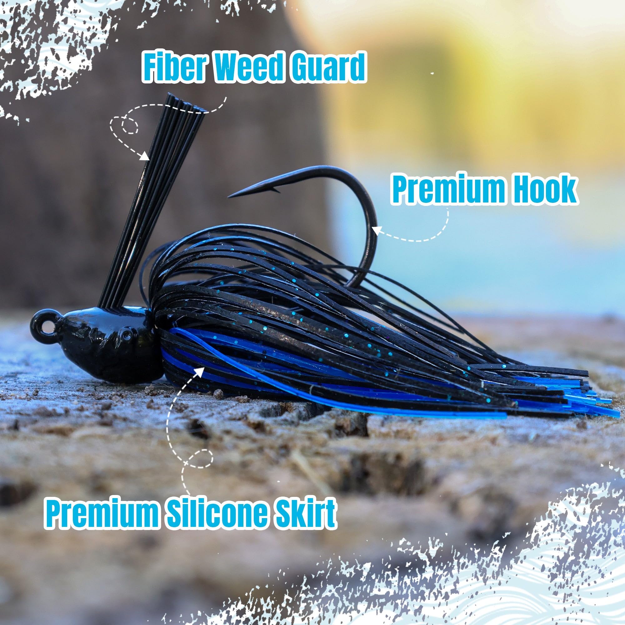 Reaction Tackle Swim Jigs for Bass Fishing - Weedless Bait Design Fishing Lures and Silicone Skirt - Also Pike, Walleye and Muskie and More (3-Pack)