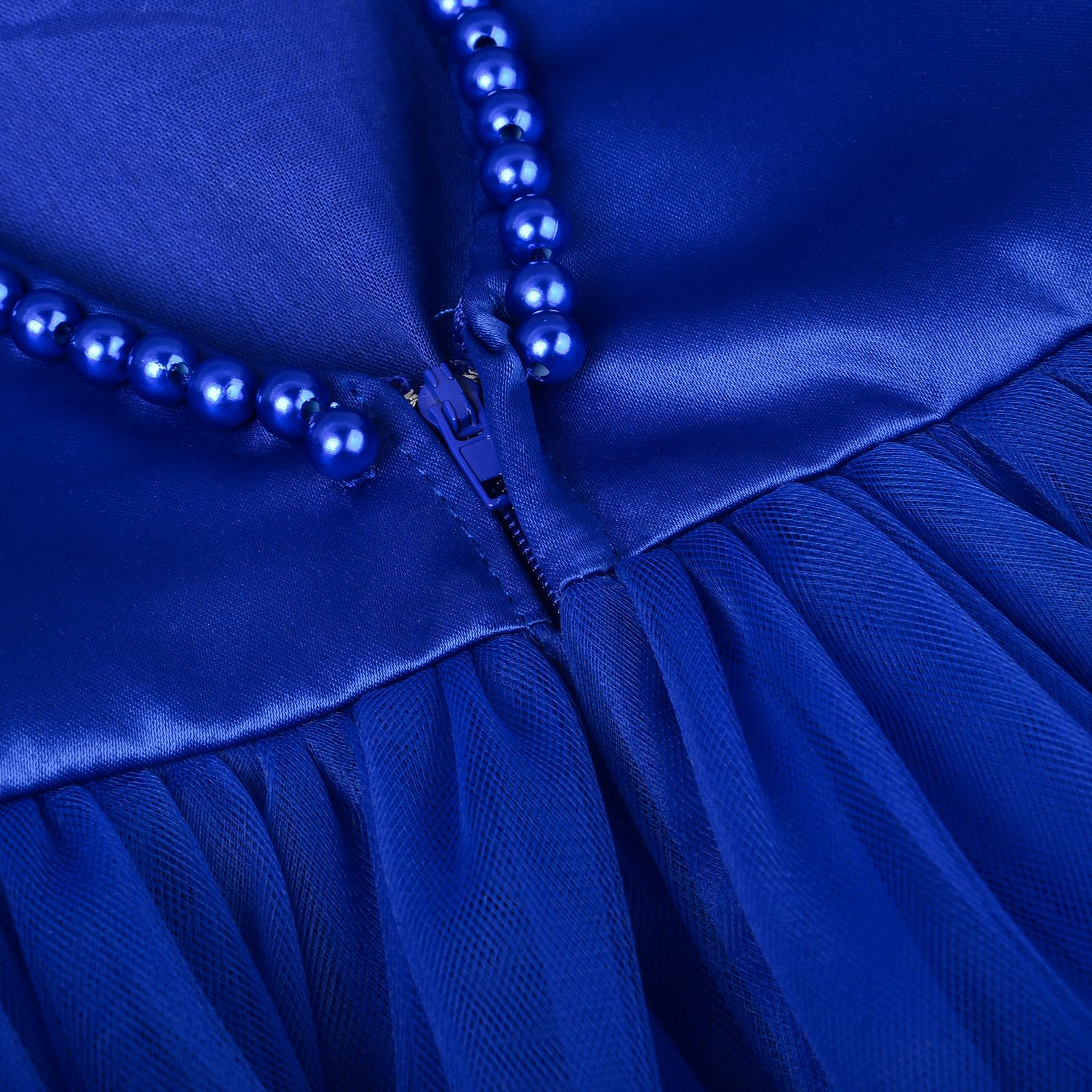 Uhnice Abito da sposa con perle e scollo a V, in tulle, con fiocco e fiocco, per matrimonio, festa di compleanno