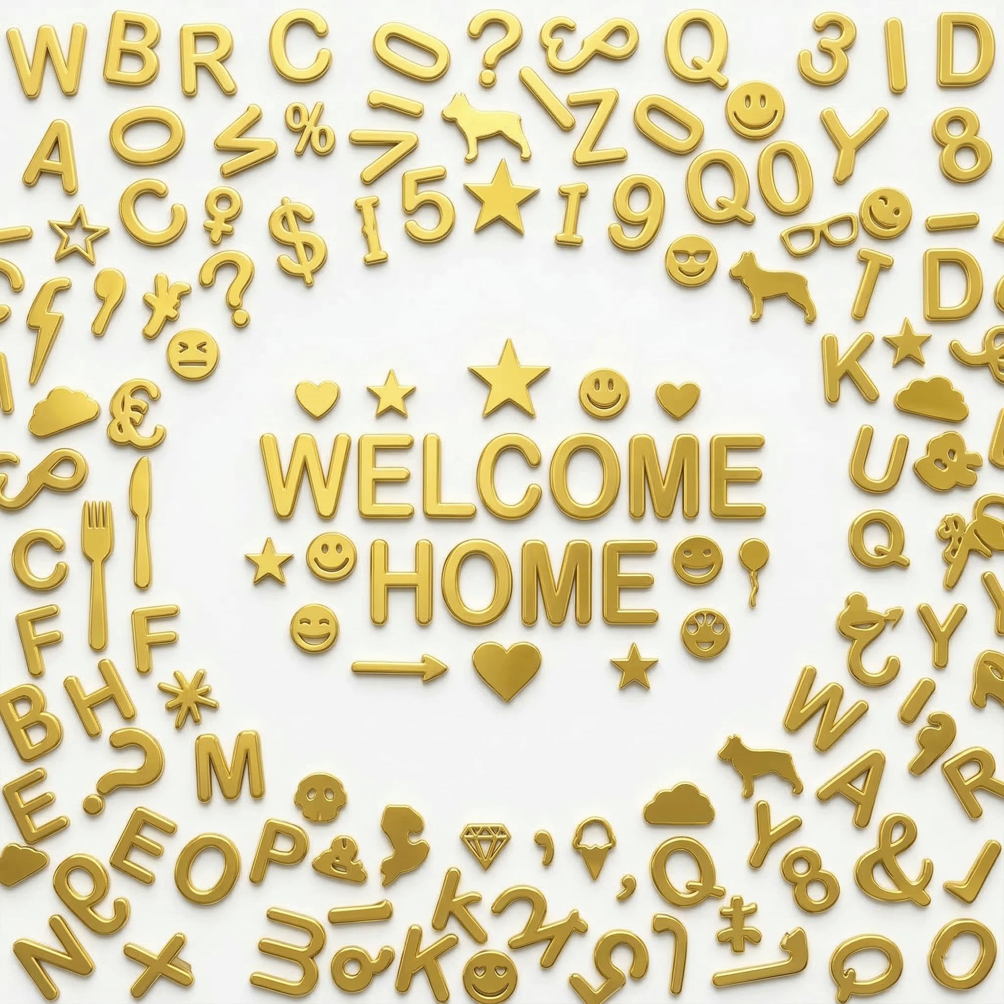 C CRYSTAL LEMON Gold Precut Letter Board Letters, 394 Pieces, 0.75 Inch Plastic Letters Numbers and Symbols, Fits Standard Felt Letter Boards, Not for Pegboards — image 1