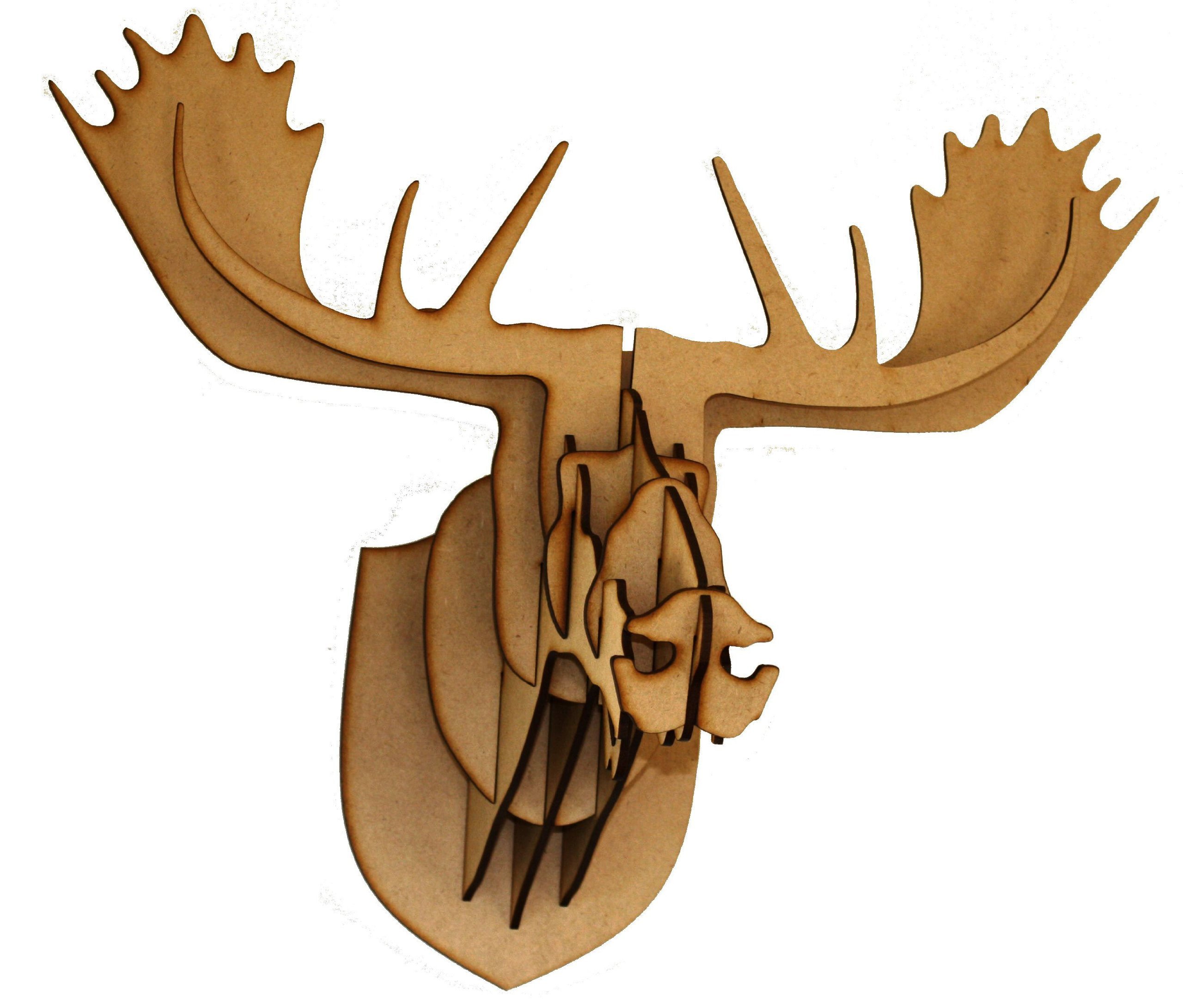 Fsss Ltd Wooden Plain Mdf Moose Deer Stag Head 3D Craft Trophy Contemporary Diy Paint Decorate