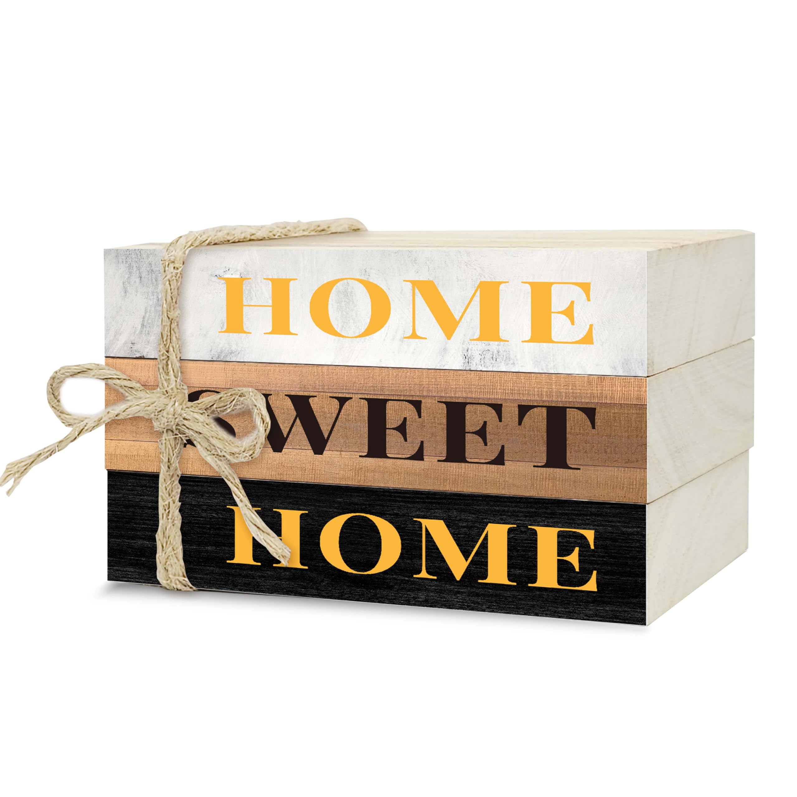 Decorative Books for Home Decor, Rustic Wood Book Stack for Table Decor, Home Sweet Home Decor Books for Living Room Bookshelf, Farmhouse Stacked Books Decor (L09)