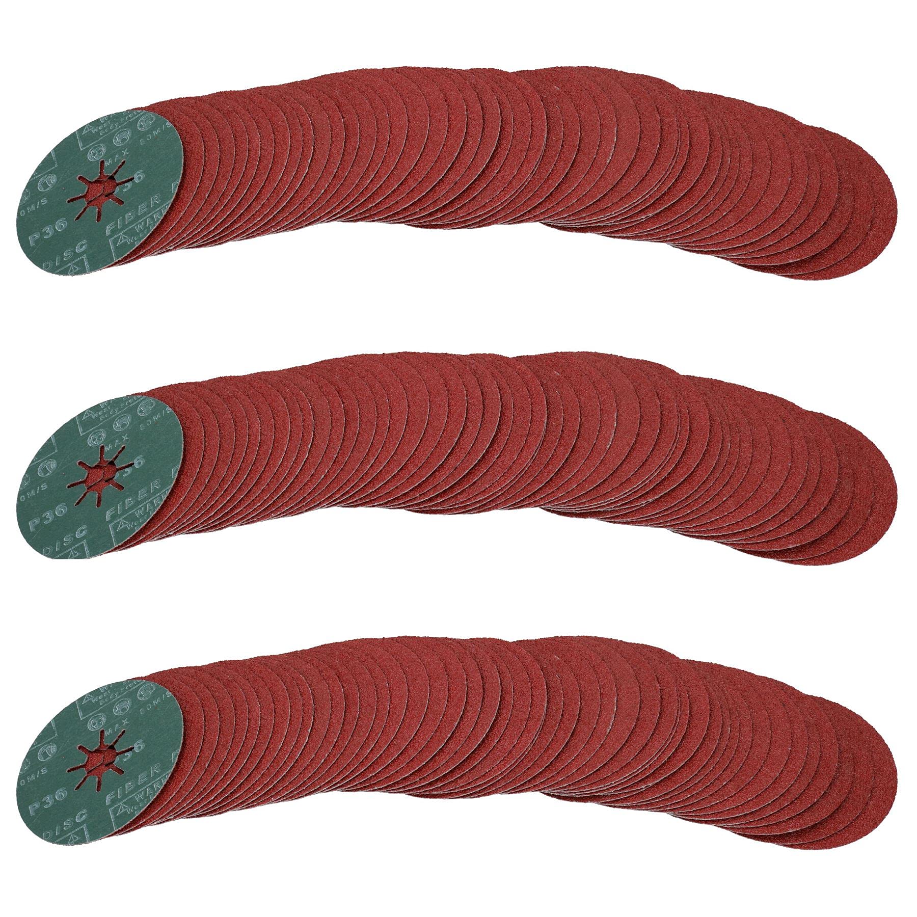 Discos abrasivos de fibra gruesa de grano 36 para madera y metal, 115 mm, 150 unidades