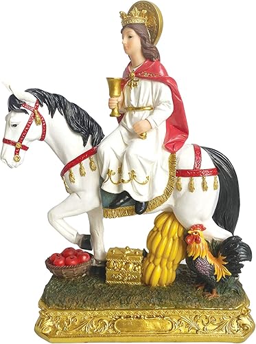 Santa Bárbara y Caballo Santa Bárbara Caballo Estatua Santa Bárbara A Caballo Escultura (12 pulgadas)